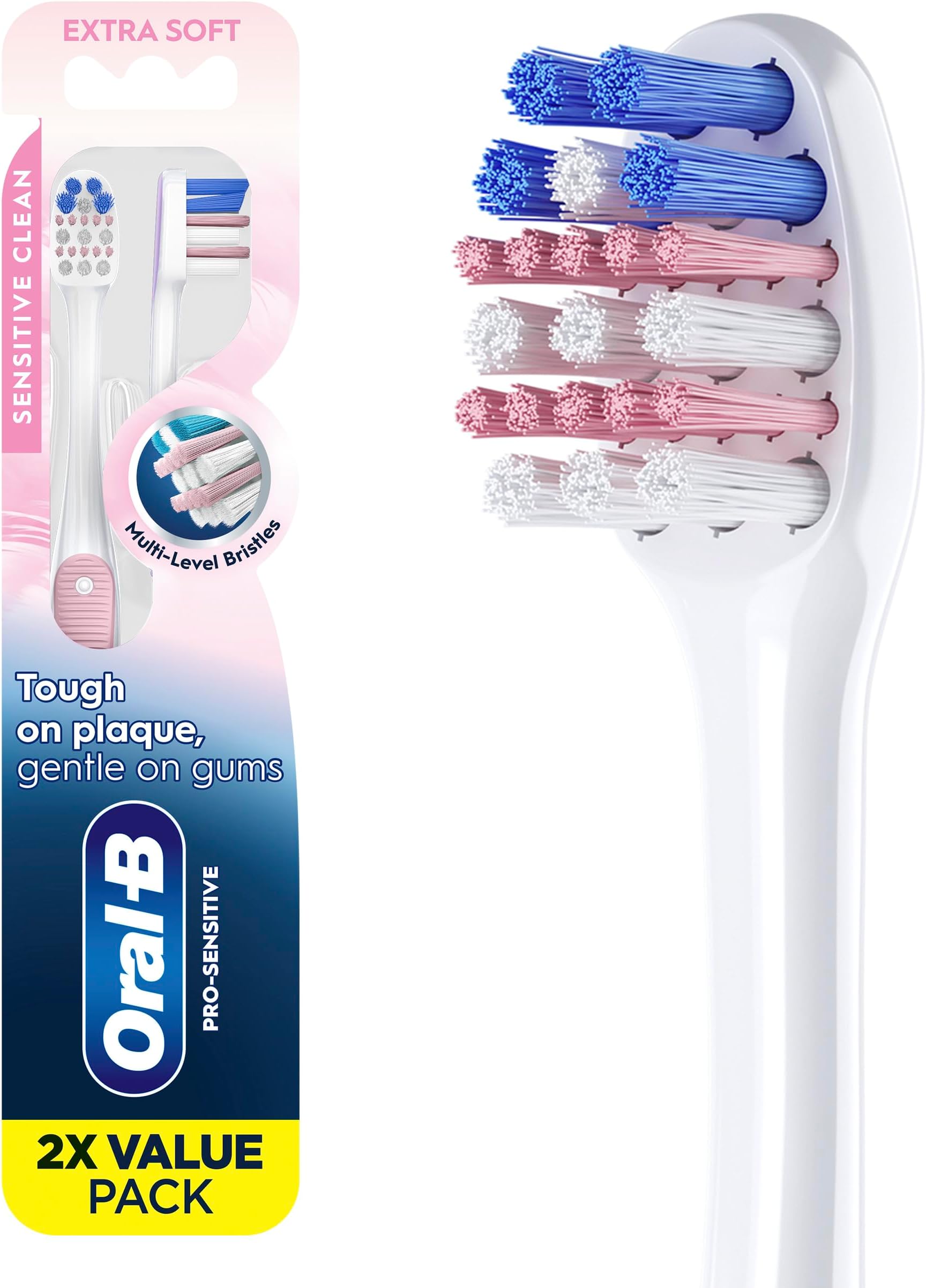 Gum Care Sensitive toothbrushes, 2 Count tootbrush Extra Soft, Gentle on Teeth, Gentle on Gums, Extra Soft Tooth Brush, Compact Toothbrush