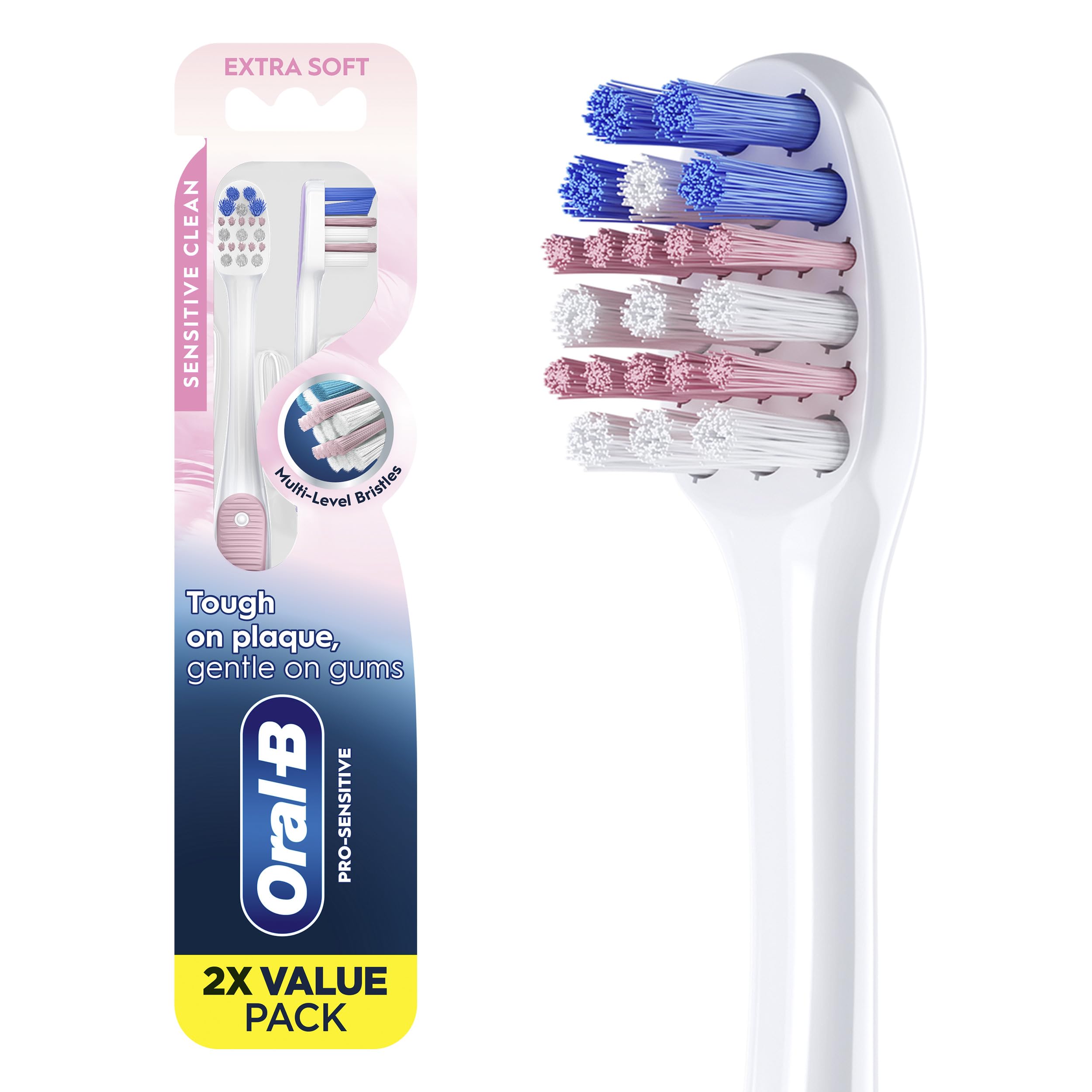 Gum Care Sensitive toothbrushes, 2 Count tootbrush Extra Soft, Gentle on Teeth, Gentle on Gums, Extra Soft Tooth Brush, Compact Toothbrush