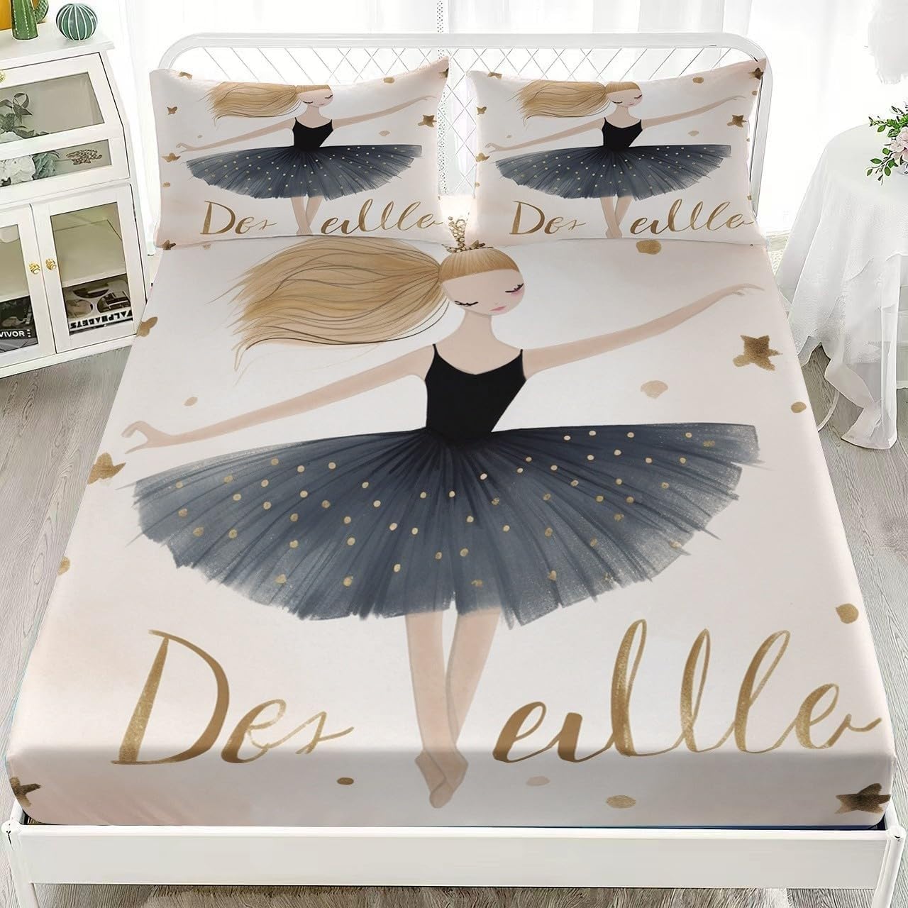 Bsyyzqc Girls Dancing Single Fitted Sheet Actor Bed Sheets Deep Pocket 12 Inch (30 Cm) Soft Cozy 3 Piece Microfibre Bed Sheet 90X190 Cm With 2 Pillowcases 50X75 Cm