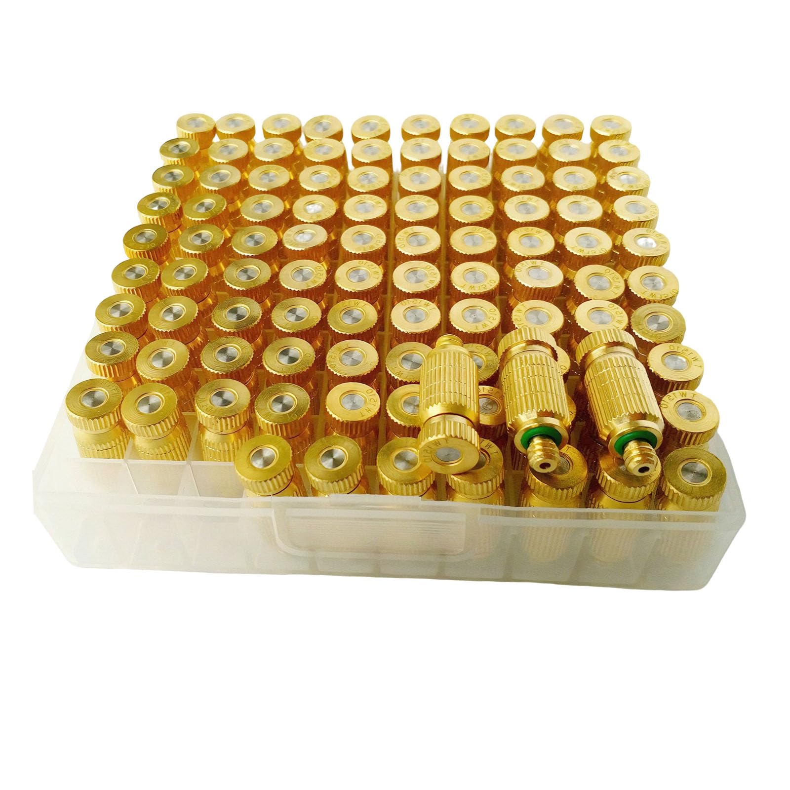 EZLUIYLDH 50pcs Brass Misting Nozzles Mister Replacement Nozzles for Outdoor Cooling System, Misting System Heads Sprayer 2 Sections Orifice Dia 0.5mm