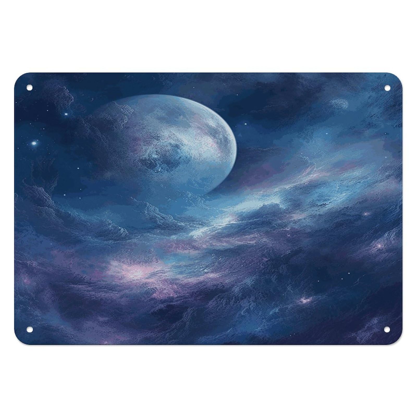 Fekiloot Style Nebula And Moon Wall Decor Iron Painting Metal Sign
