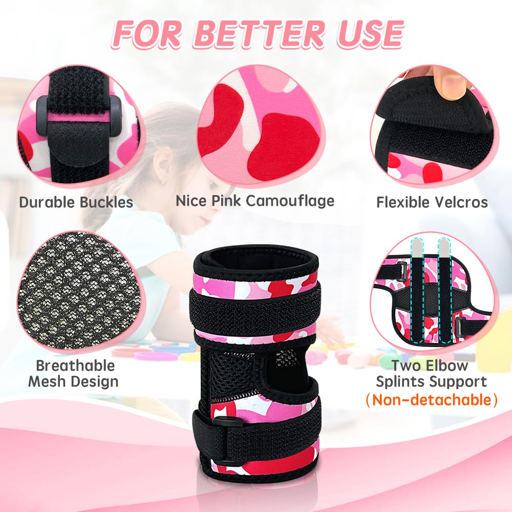 Zelen Thumb Sucking Stopper Finger Sucking Guard Anti Thumb Sucking for Kids Toddler Thumb Sucking Stop Nail Biting Deterrent Gloves Thumb Sucking Brace Nose Picking Stop (Pink)