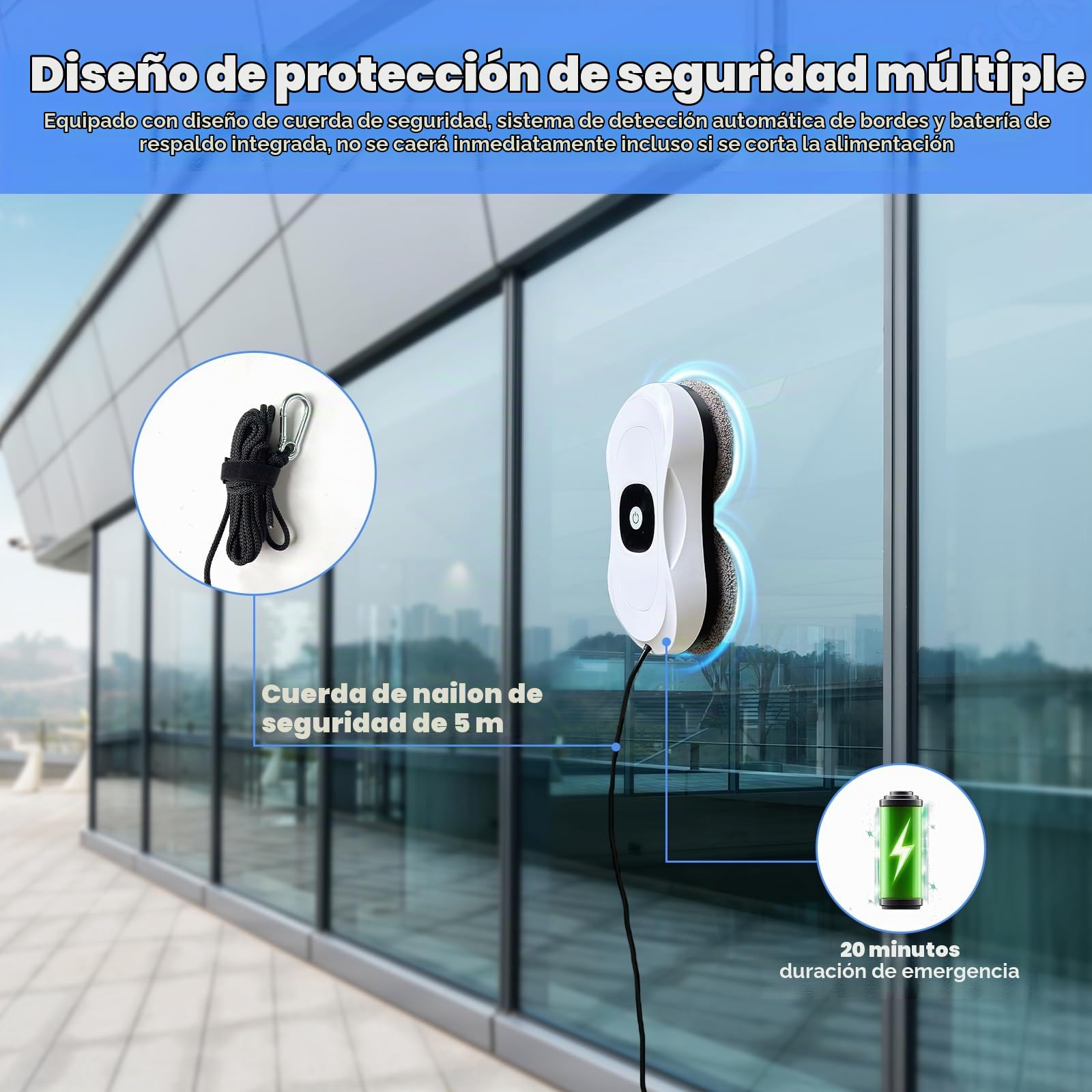 Robot Limpiacristales 2800Pa Limpiacristales Electrico Limpia Cristales Electrico Robot Limpiador de Ventanas con Control Remoto, 10 Piezas de Tela Adecuado para Superficies Verticales Lisas