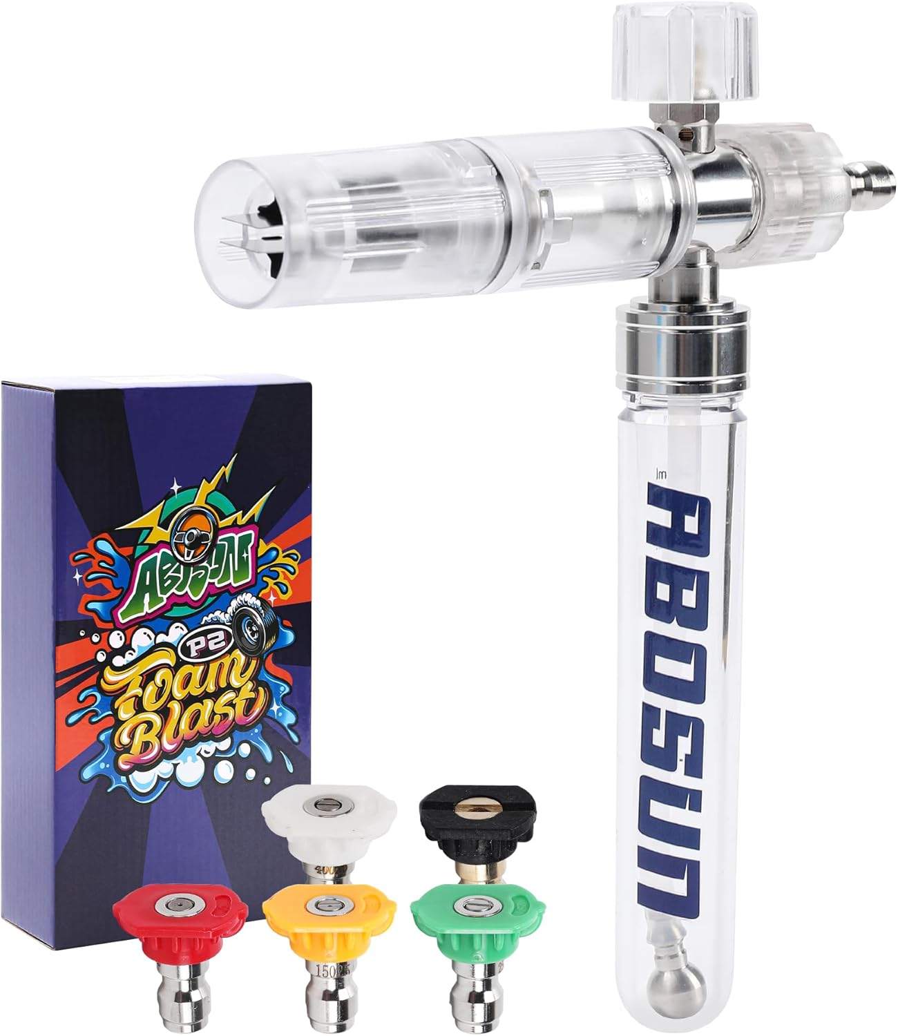 Foam Cannon Pro for Pressure Washer, Thick Snow Foam Sprayer with 5 Nozzle Tips, 1/4″ Quick Connect for Thick Sudsy Wash (White)