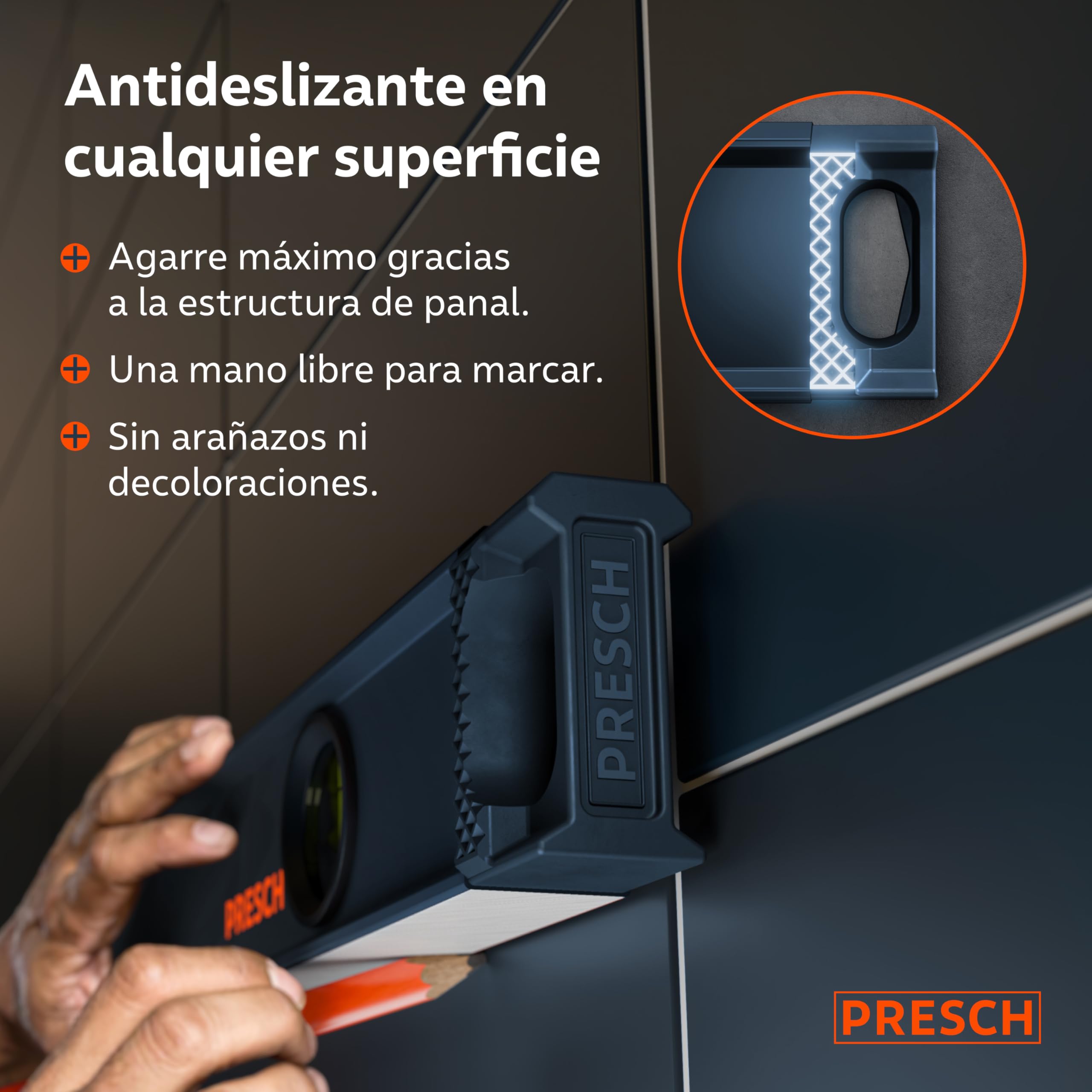 Presch Juego de Niveles Magnéticos 3 pzs. - 40cm, 60cm y 100cm - Ampolla irrompible con pendiente 2% - Ventana de lectura vertical - Tapones antideslizantes innovadores - Niveles de burbuja