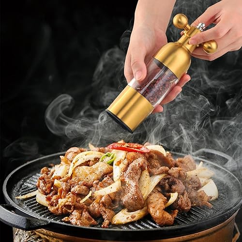 Miniatura 5 de Molinillo de pimienta, molinillo de sal de acero inoxidable, molinillo manual de pimienta negra y sal marina con grosor variable para cocina, uso en