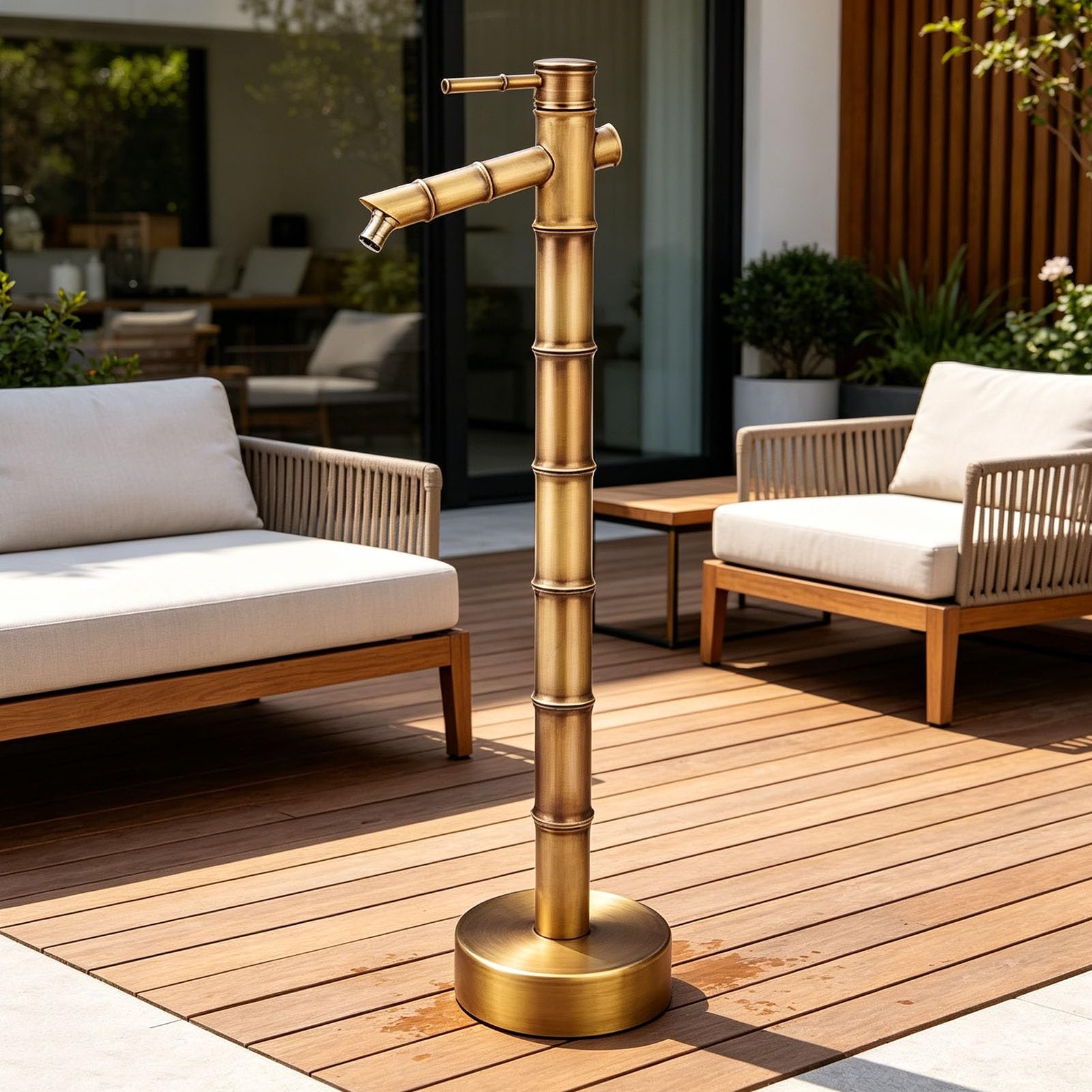 Columna de fuente de agua para jardín, grifo de cobre, estación de tuberías, hidrante de agua vertical para exteriores, grifo de jardín independiente, fuente decorativa de agua(87.5cm,Side inlet)