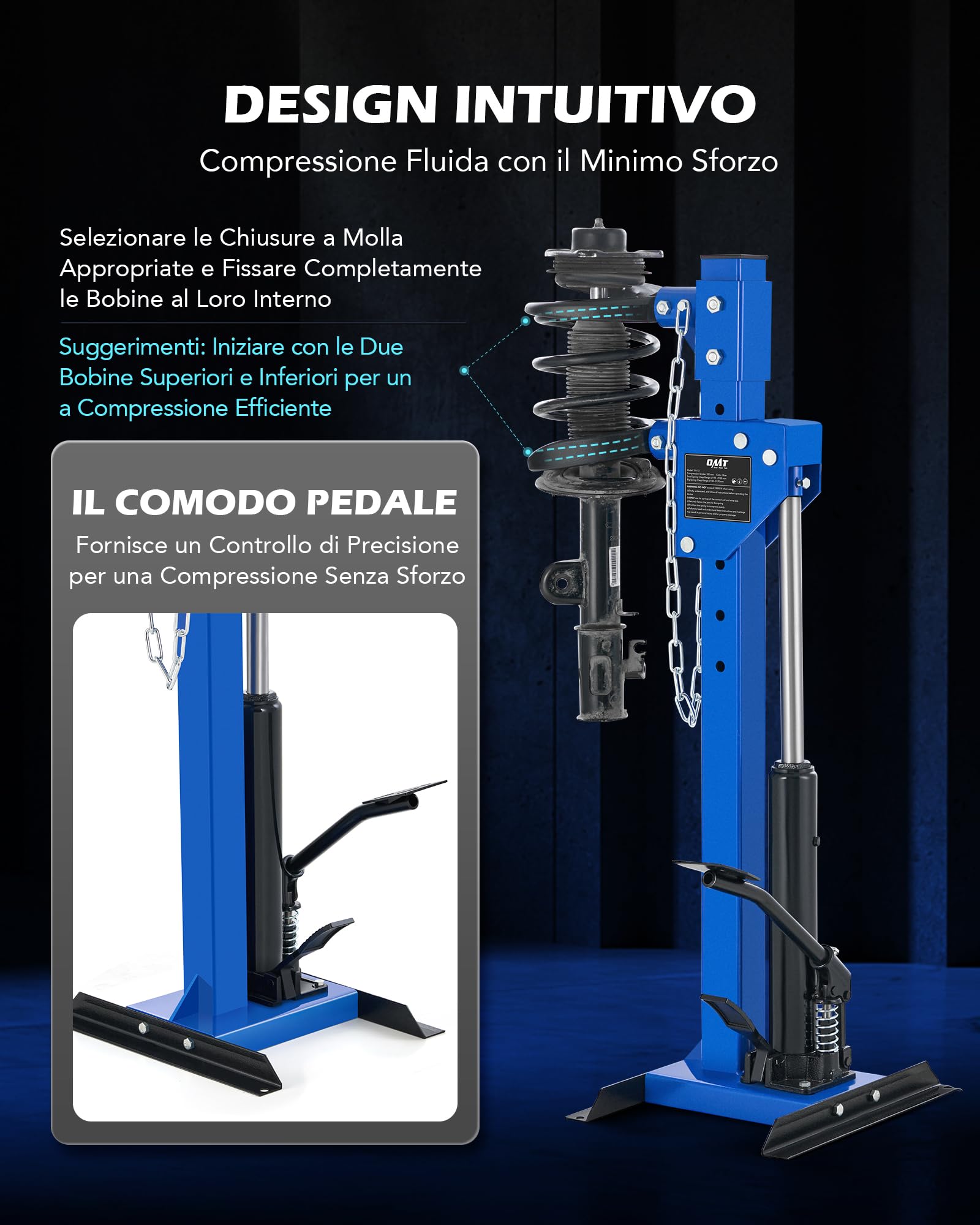 Orion Motor Tech 4.5T Compressore a Molla Idraulico Professionale Compressore Automatico Molla Elicoidale, Compressore per Molle e Ammortizzatori con 4 Fermagli a Molla per Auto, Camion e SUV