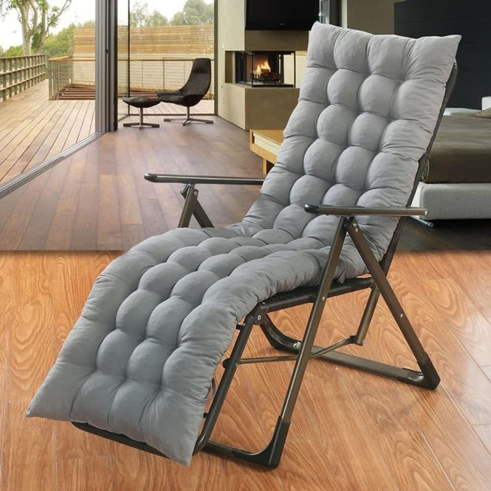 Extra Thick Sun Lounger Cushion Sunlounger Cushion Only Soft and Comfy Bench Chair Cushion Padded Rocking Chair for Garden Patio Balcony Bay Window (Grey,170 * 50)