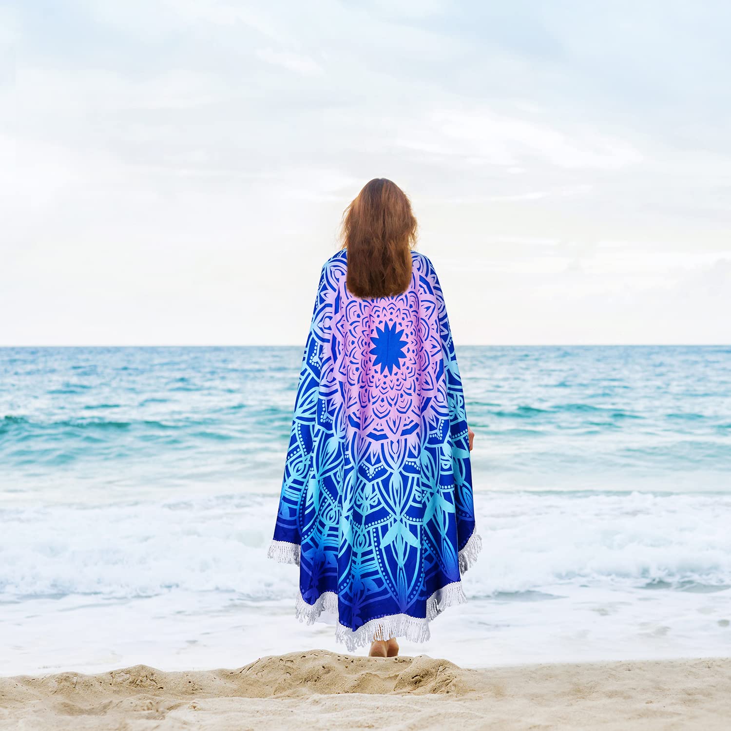 RosieLily Grande Serviette De Plage Ronde En Microfibre à Motif Mandala, Douce, épaisse, à Séchage Rapide, Résistante Au Sable, Pour Table De Pique- Nique, Méditation, Yoga, Tenture Murale, Tapis
