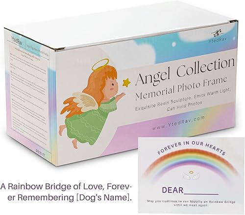 Miniatura 6 de Regalos conmemorativos para perros por pérdida de perro, portavelas de estatua de ángel, marco de fotos conmemorativo para mascotas por pérdida de