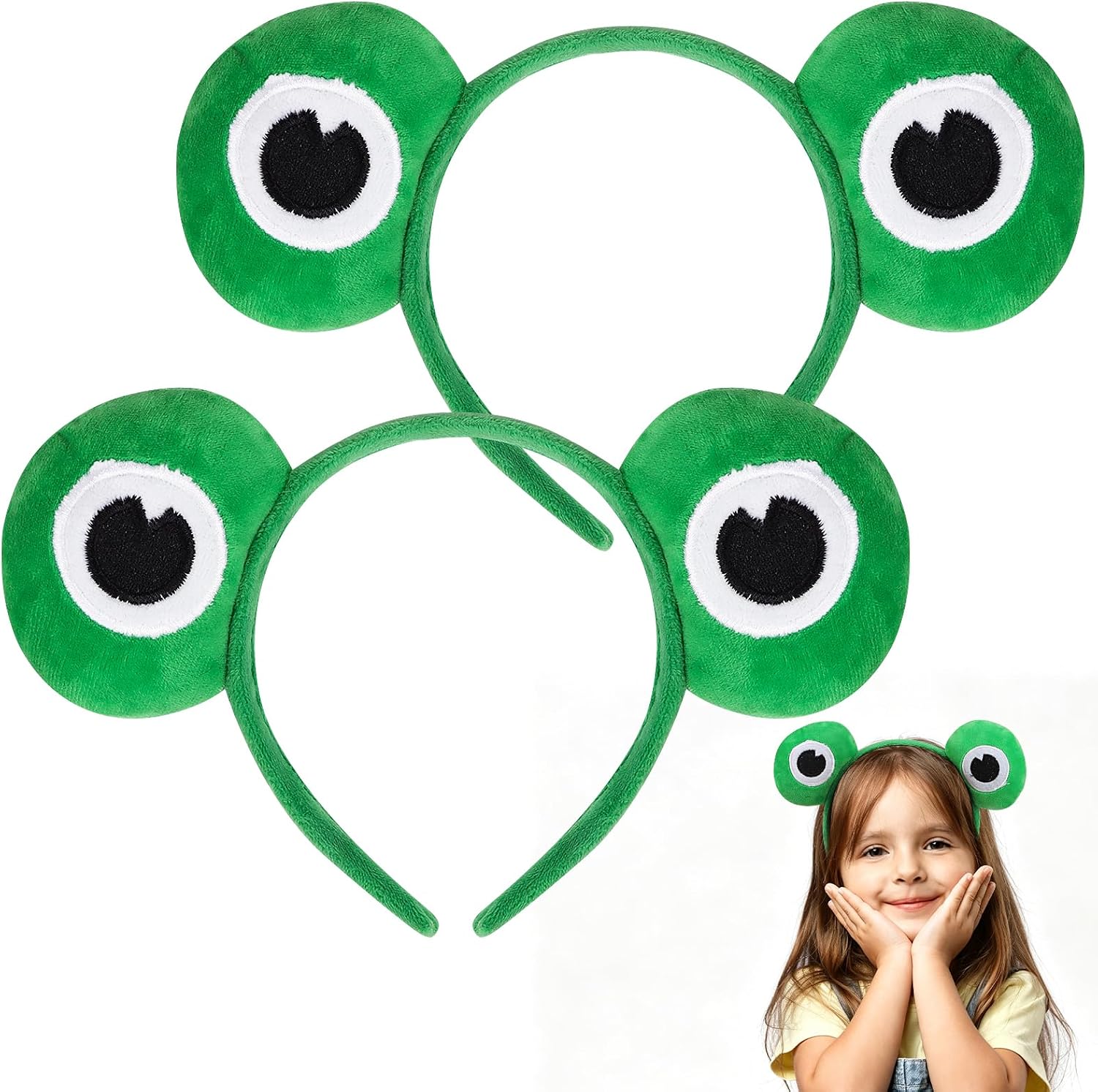 DIYASY 2 Pcs Frog Eyes Headband, Cute Animal Ear Hairband Costume