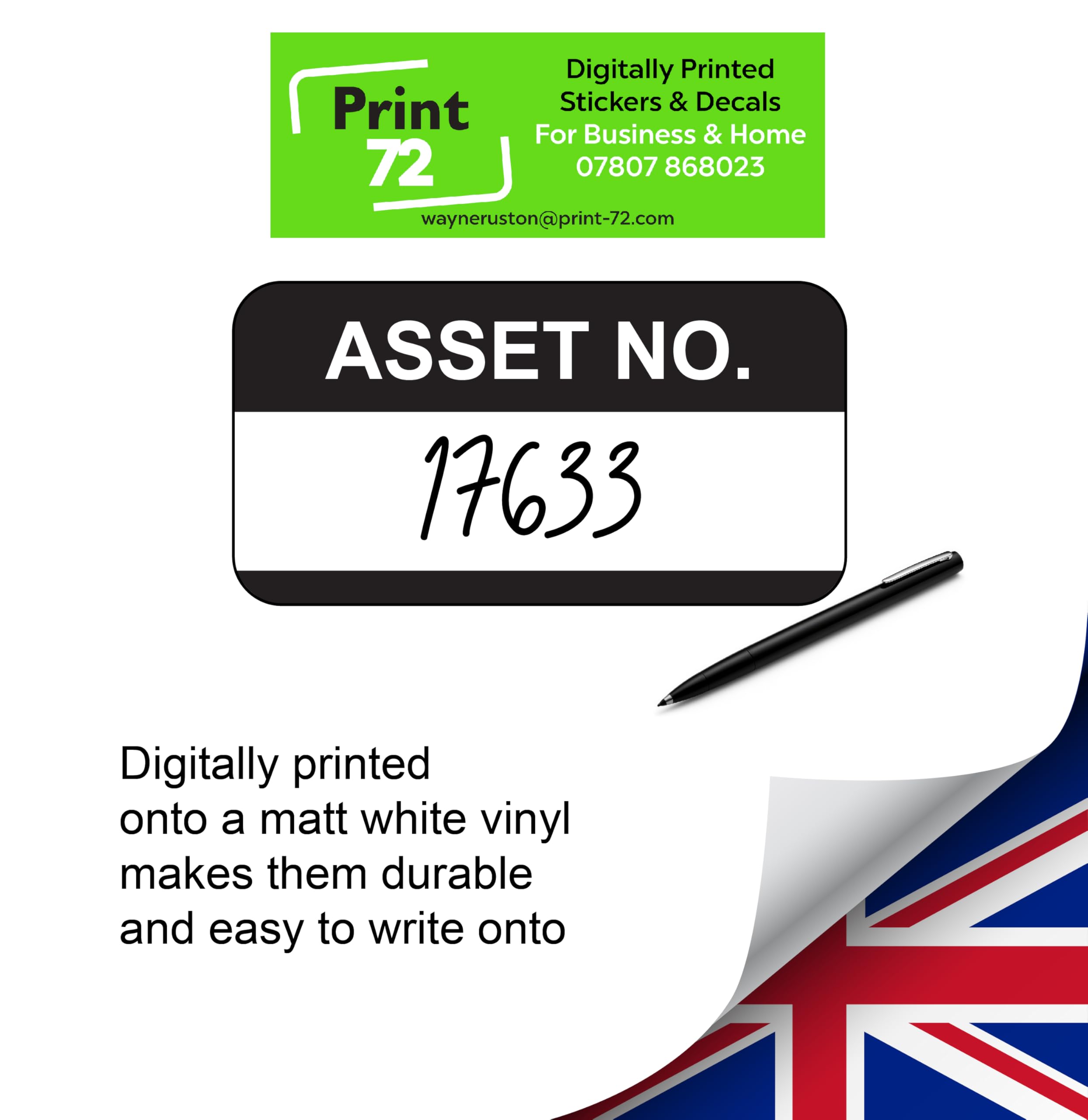Asset Number Quality Control Labels- 250 Stickers 38mm x 22mm Black - Image 3