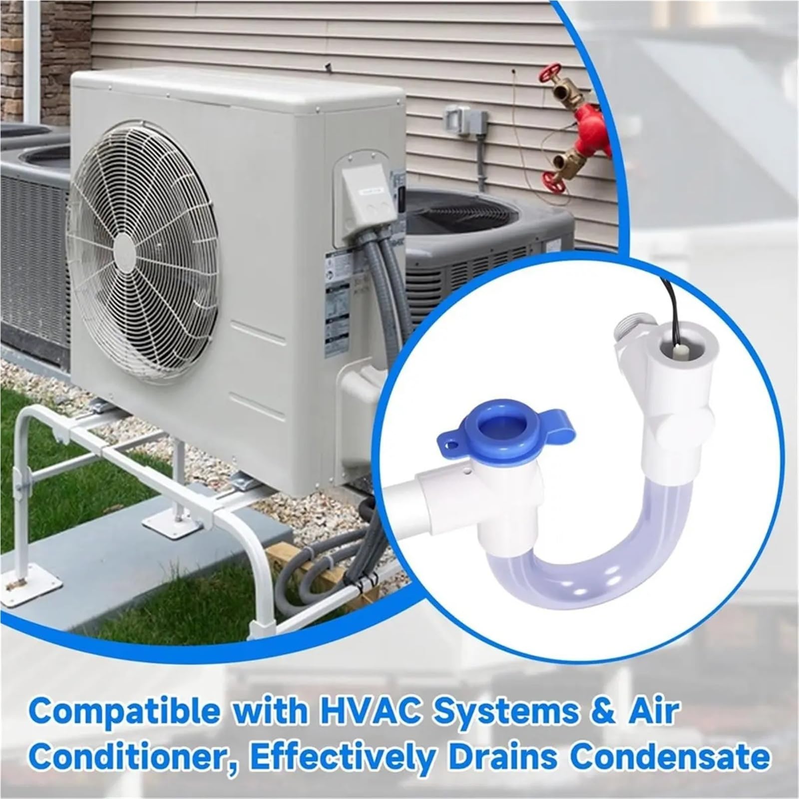 Sifón U Transparente Trampa de condensado con interruptor desbordamiento | 3 Trampa en U de PVC estándar de 4 pulgadas HVAC AC