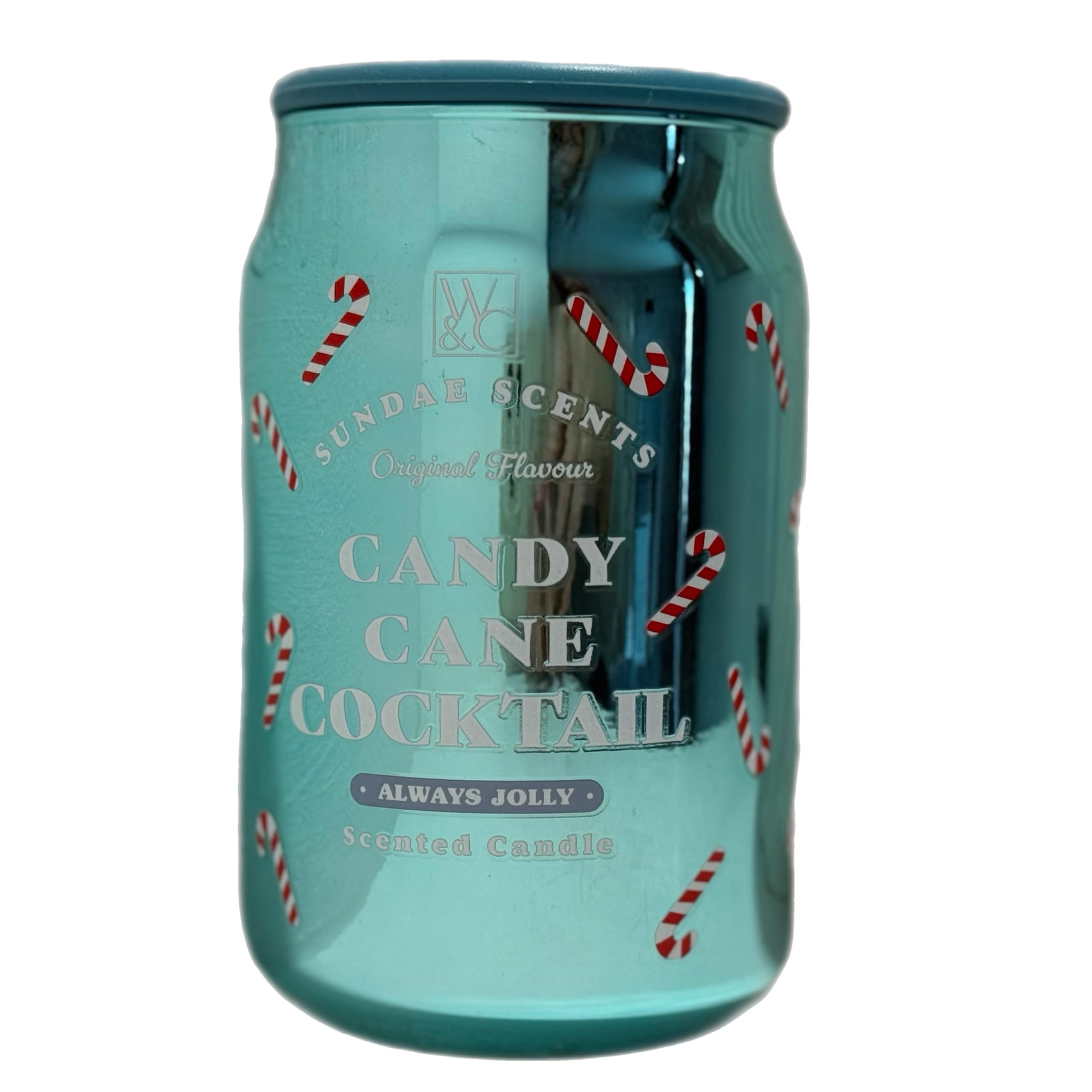 Eboutik Sparkle - Novelty Fun Glamour Christmas Scented Candle - Shiny Sparkly Festive Can Design For Stocking Filler For Her Or Secret Santa Gift (Candy Cane Cocktai)