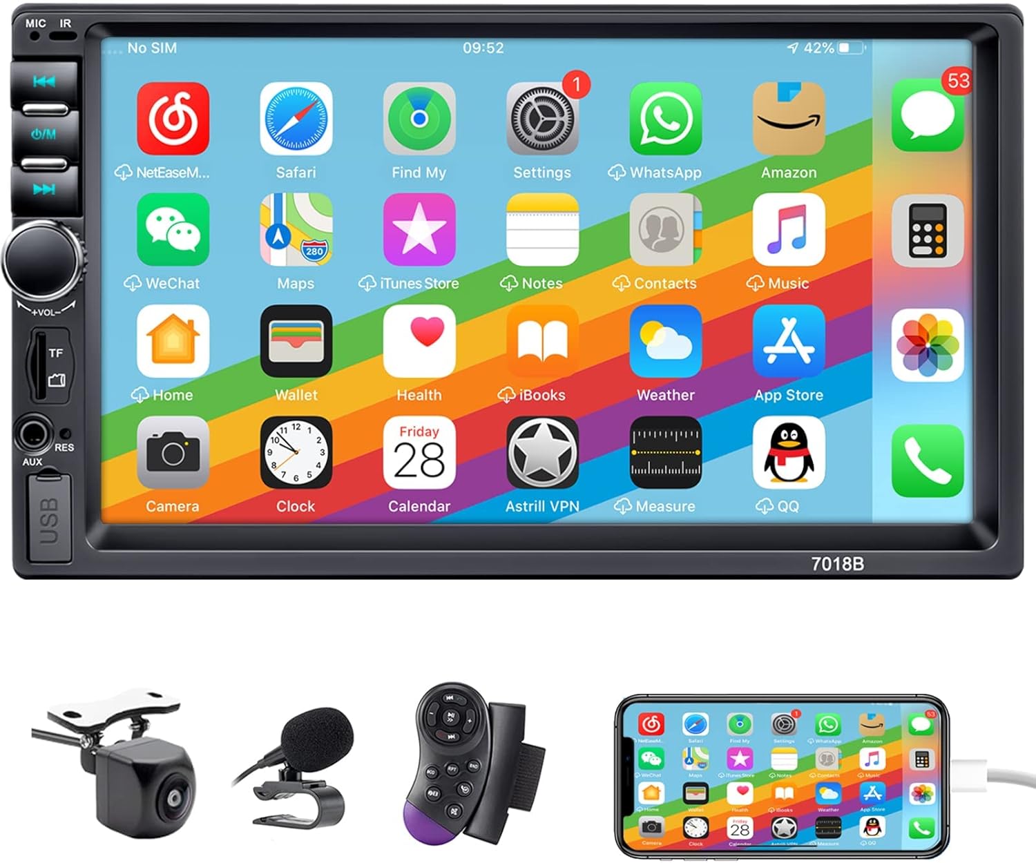 Double Din Car Stereo,7 Inch Car Radio with HD Touch Screen