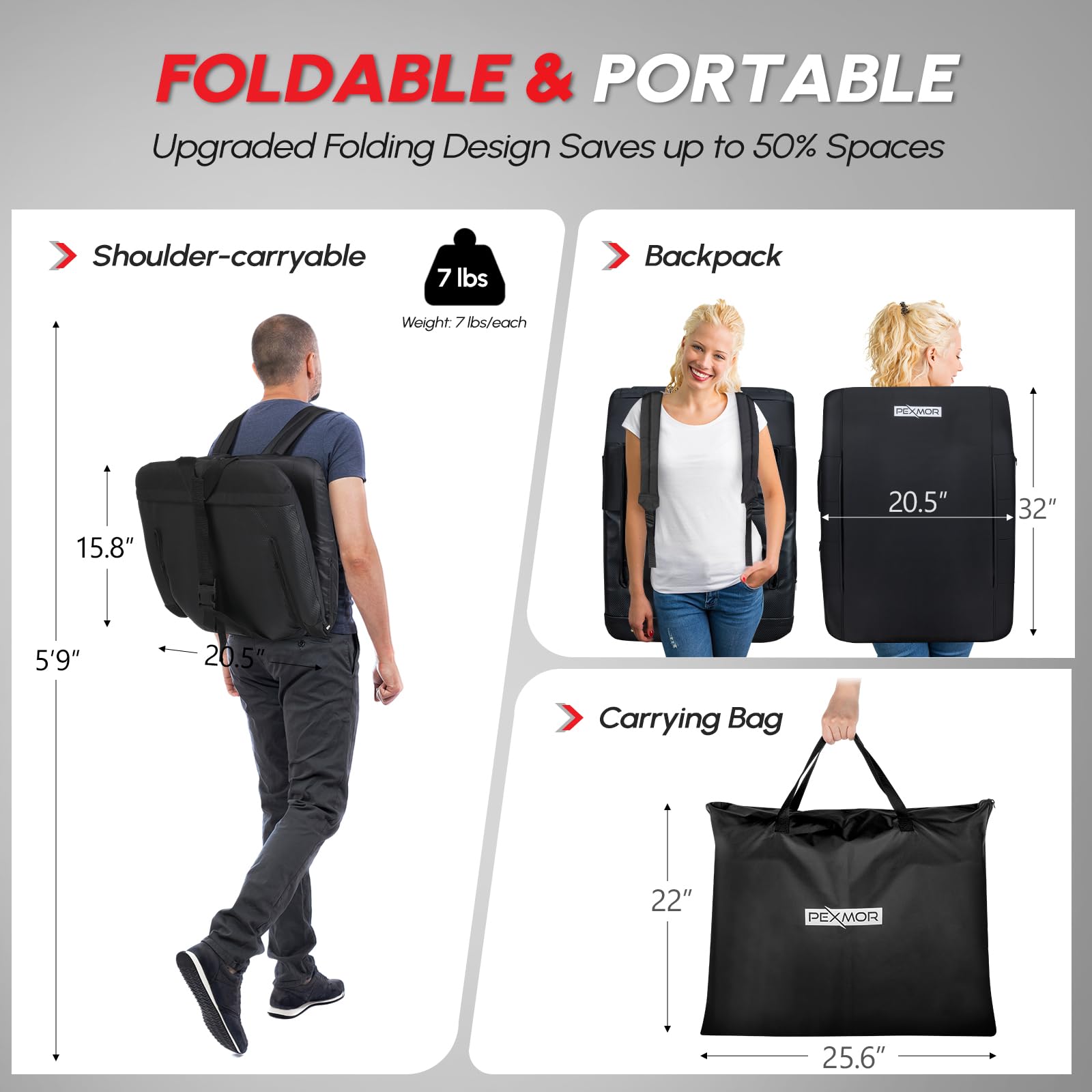 PEXMOR 2 Pack Folding Stadium Seats w/Back Support, 5-Reclining Position Bleacher Chair w/Cushion & Armrest, Portable Padded Stadium Chair w/Pockets, Carrying Bag