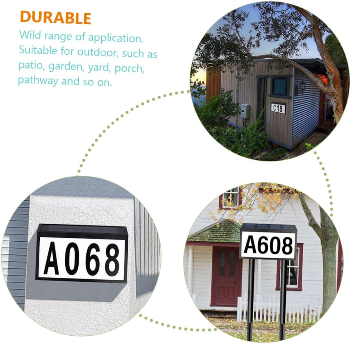 Uonlytech 1set Solar House Number Address Sign Led Solar Powered Lamp for Outdoor Use Easy Installation Weatherproof Bright Illumination for Nighttime Visibility for Homes and Offices