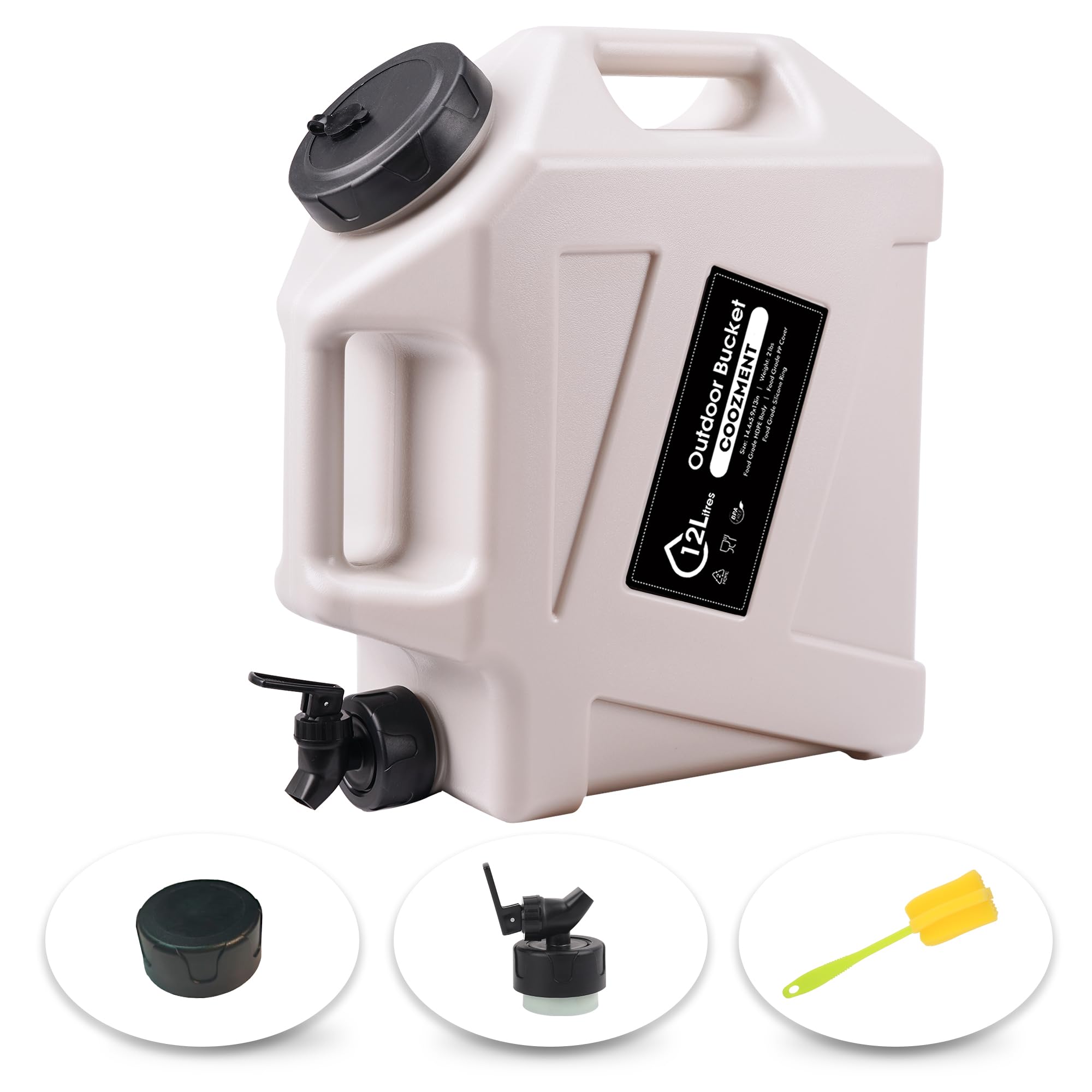 COOZMENT 3.2 Gallon/5 Gallon Water Containers with Spigot, BPA Free Water Jug, Military Green Water Tank, Multifunction Water Storage Containers for