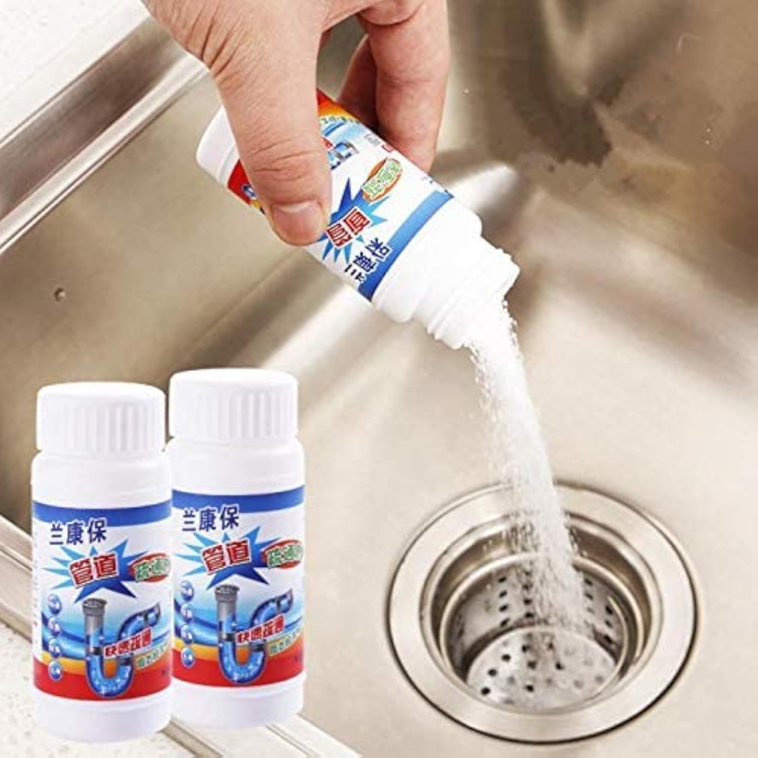 Drain Blockage Cleaner Powder Drain Opener (130 g, Pack of 2) | Powerful drain cleaner for clogged sinks and pipes,Dissolves grease, hair, soap scum, and food residue-image-44