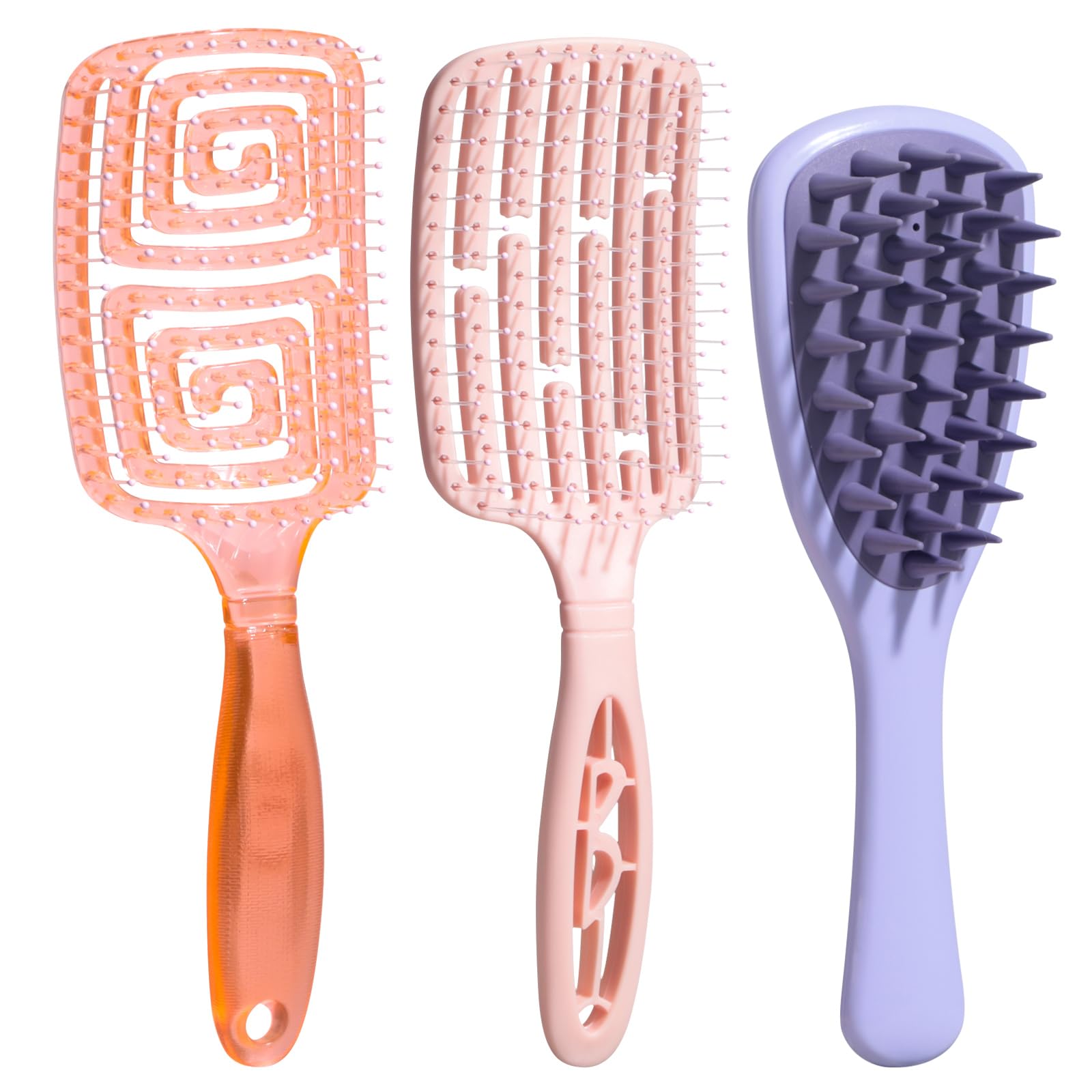 3 PCS Hair Comb Set Beauty Hairbrush Wet and Dry, Silicone Scalp Scrubber Wet Hair Brush Shower Detangler For Women, Men