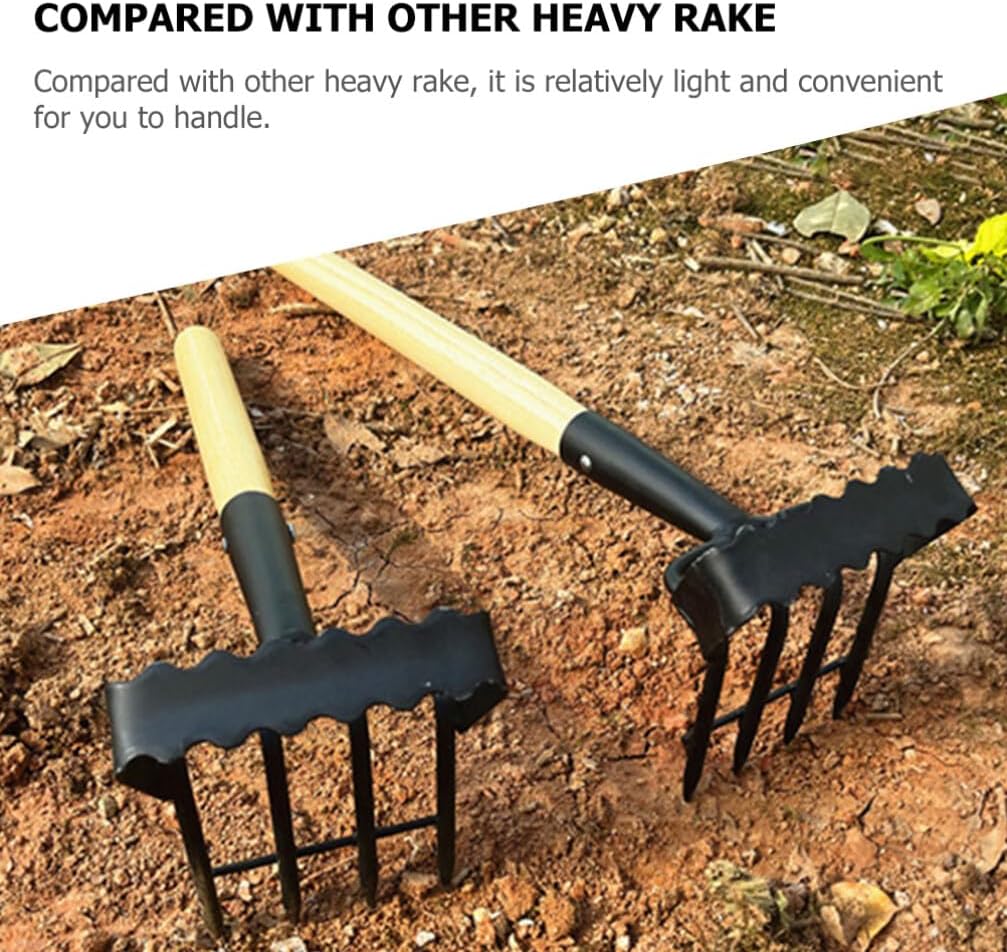 Yardwe Garden Hand Rake Portable Rake for Digging Weeding and Loosening Soil Compact Gardening Tool for Lawn Garden and Outdoor Use Design