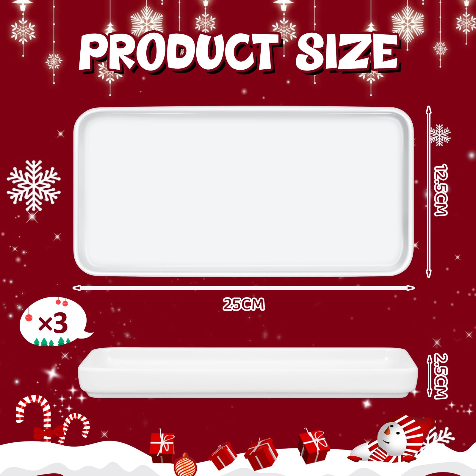 Sinmoe Set Pintura de Cerámica DIY 3 Platos de Cerámica Bandeja de Servir Blanca 12 Bolígrafos de Porcelana de Lavavajillas Caja de Regalo para Navidad Pareja Amigas Familia (Rectangular, 10 Pulgadas)