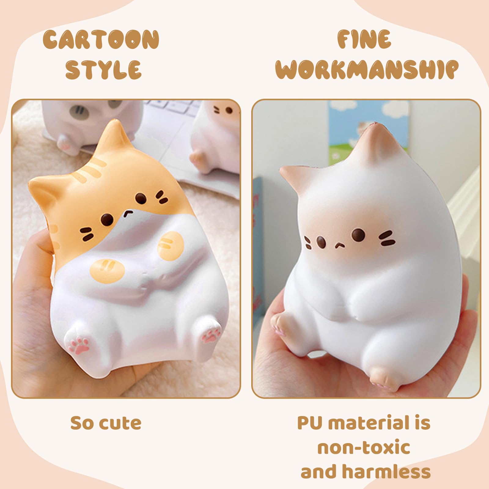 3 Pezzi Mochi Squishy Giocattoli da Schiacciare, Kawaii Squeeze Toys Squishy Giocattoli, Stress Relief Squeeze, Antistress Giocattolo per Bambini e Adulti, Regalo di Natale, Festa Compleanno