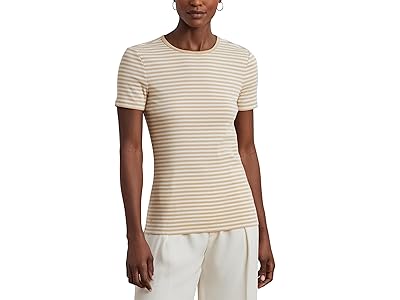 Lauren Ralph Lauren Striped Stretch Cotton Crewneck T-Shirts Women