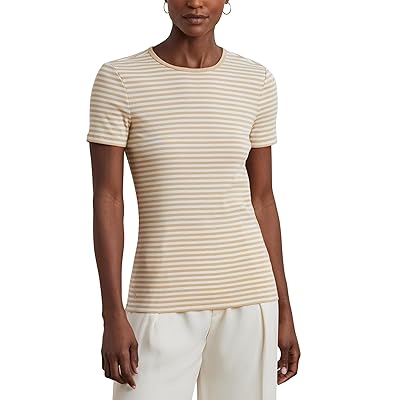 Lauren Ralph Lauren Striped Stretch Cotton Crewneck T Shirts Women