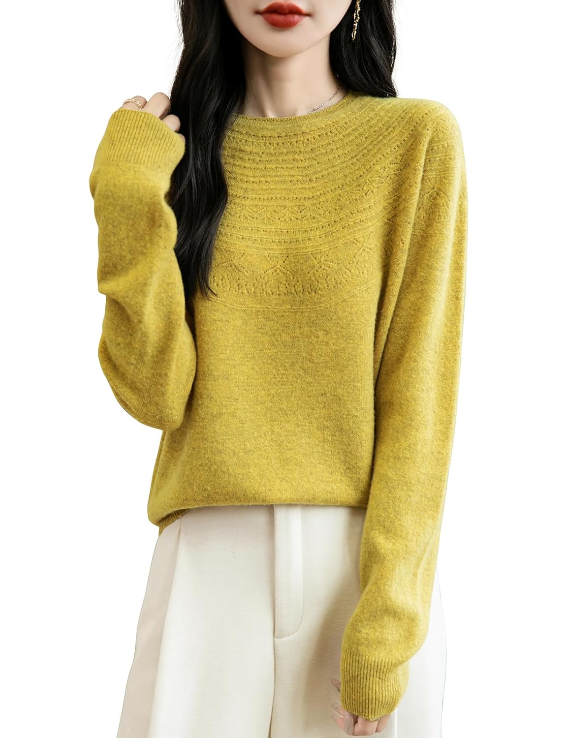 Chanyarn Womens 100 Merino Wool 2025 Fall Winter Crewneck First-Line Ready to Wear Long Sleeve Seamless Knit Sweater