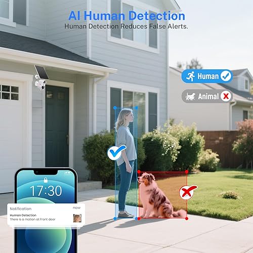 Miniatura 3 de Cámara de seguridad inalámbrica 1080P para exteriores con panel solar para seguridad del hogar, visión nocturna a color, detección de movimiento