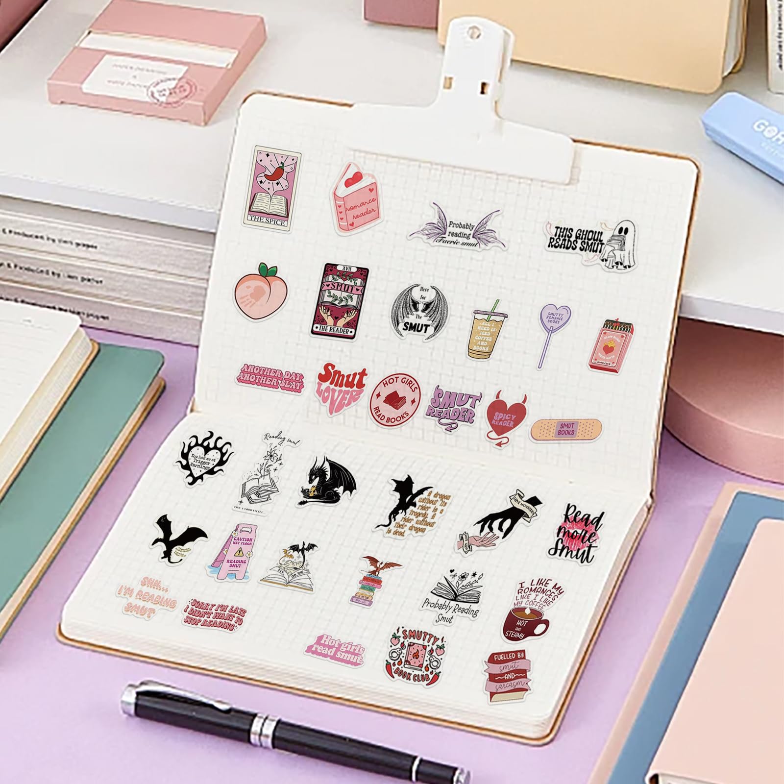 60 Adesivi Per Libri Moguri - Design Rosa, Per Kindle, Laptop, Quaderni - Regalo Per Donne E Ragazze - Foto 9