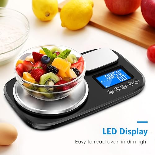 Miniatura 3 de AMIR Báscula digital de cocina, báscula digital de cocina de doble plataforma, báscula de alimentos de 22.0 lbs y 2.2 lbs con pantalla LCD