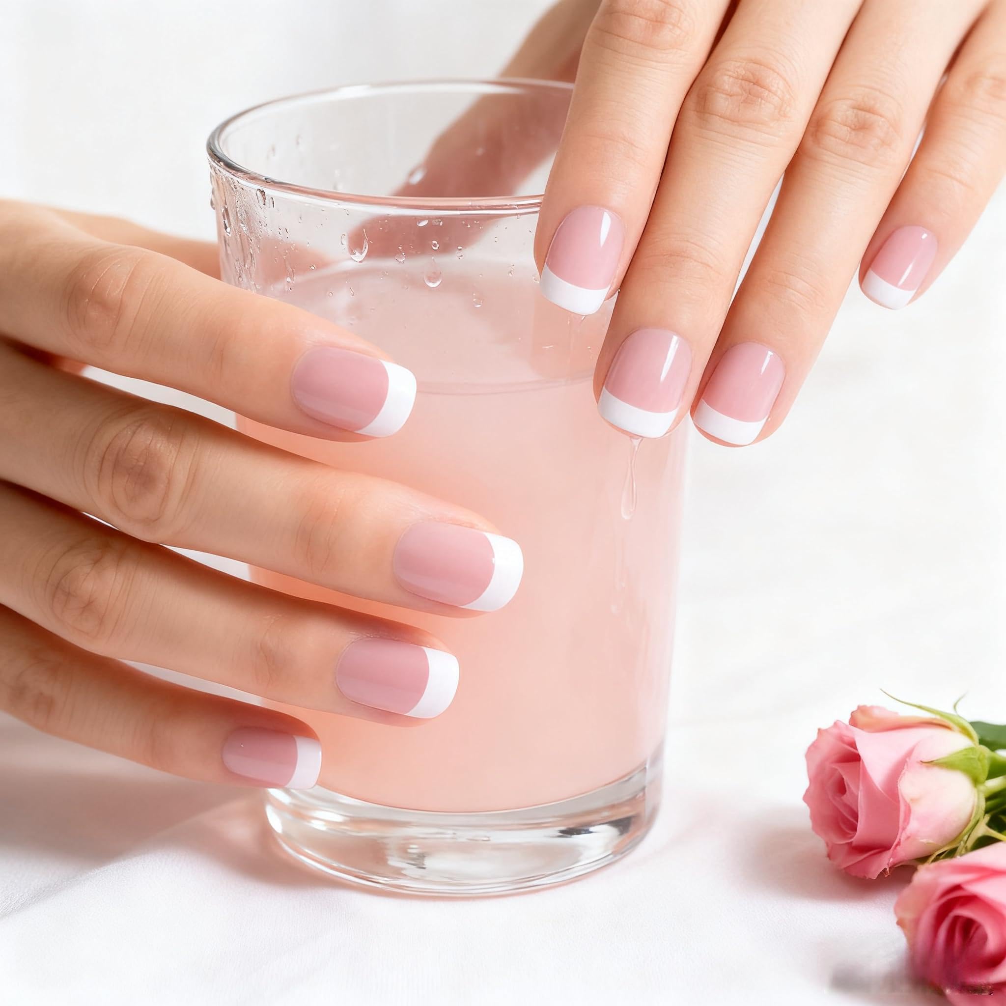 Amazon.com: ELEVENAIL Natural Glossy Nude Pink White Press on