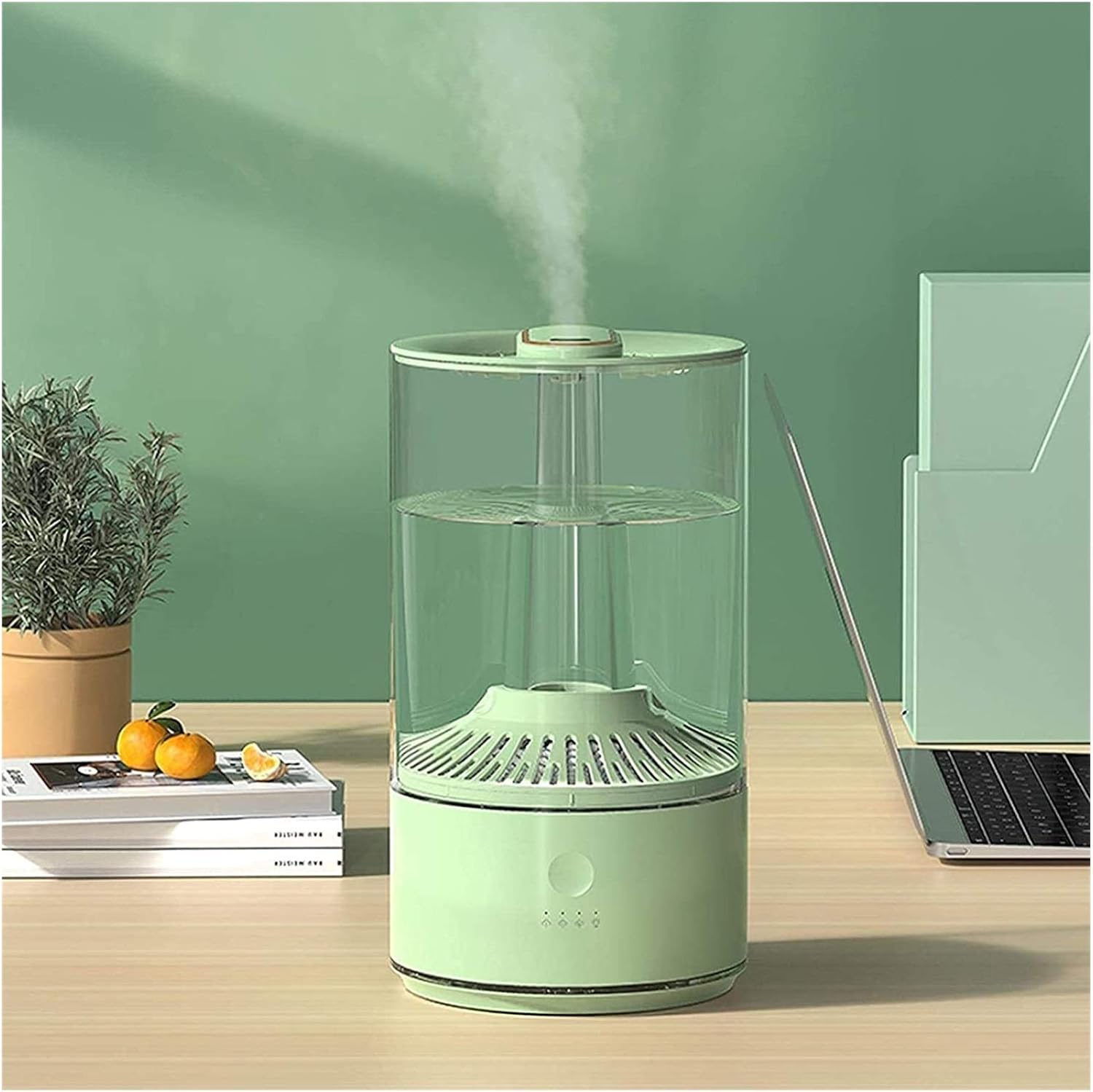 Cool Mist Humidifier Filter Free 5.5L 24 Hour Run Time Whisper Quiet for Home Bedroom Nursery and Office Clear and Green