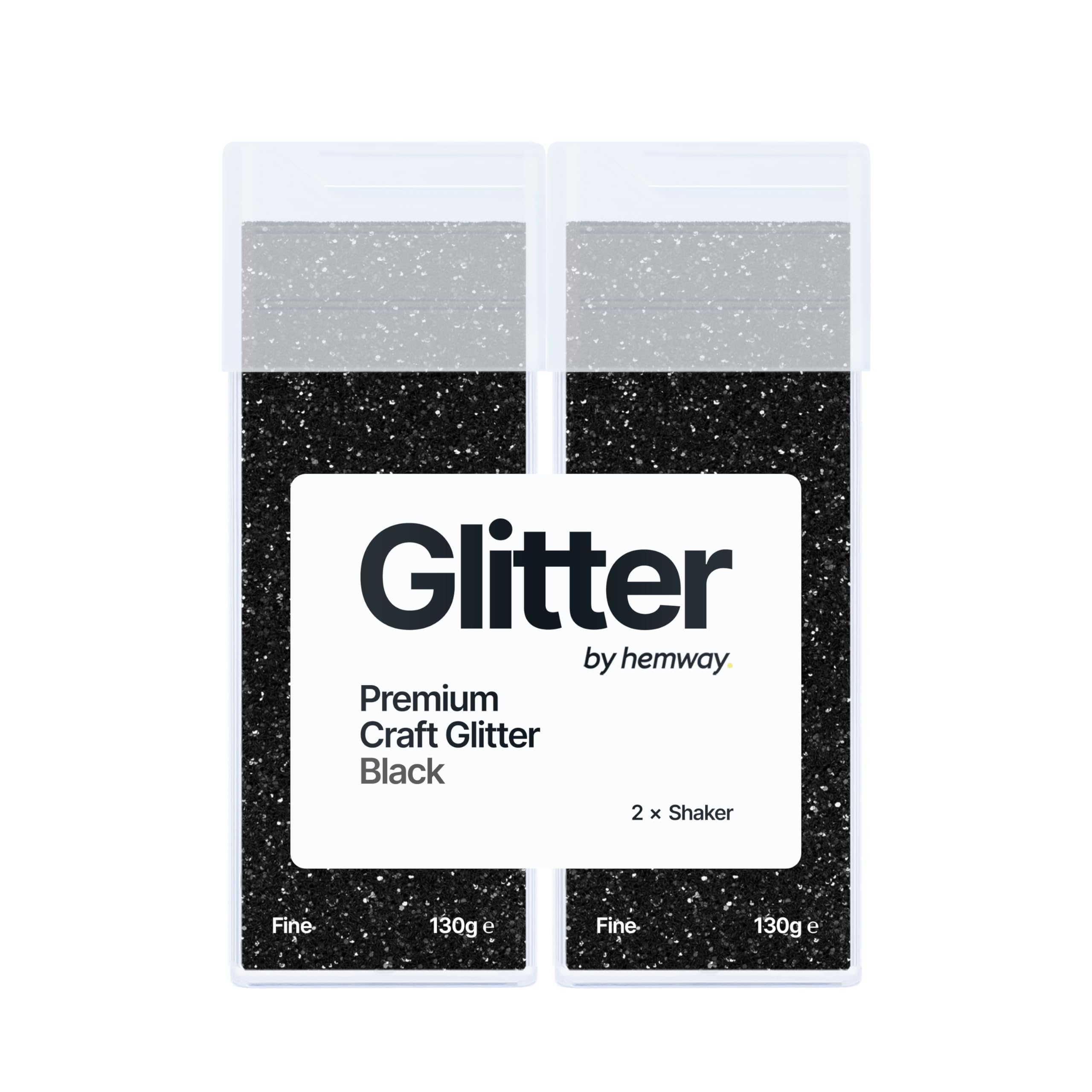 Hemway Glitter Shaker Black 130g x2 Pack Fine, Craft Glitter Shakers for Resin & Epoxy Crafts, Christmas Art Supplies, Nail