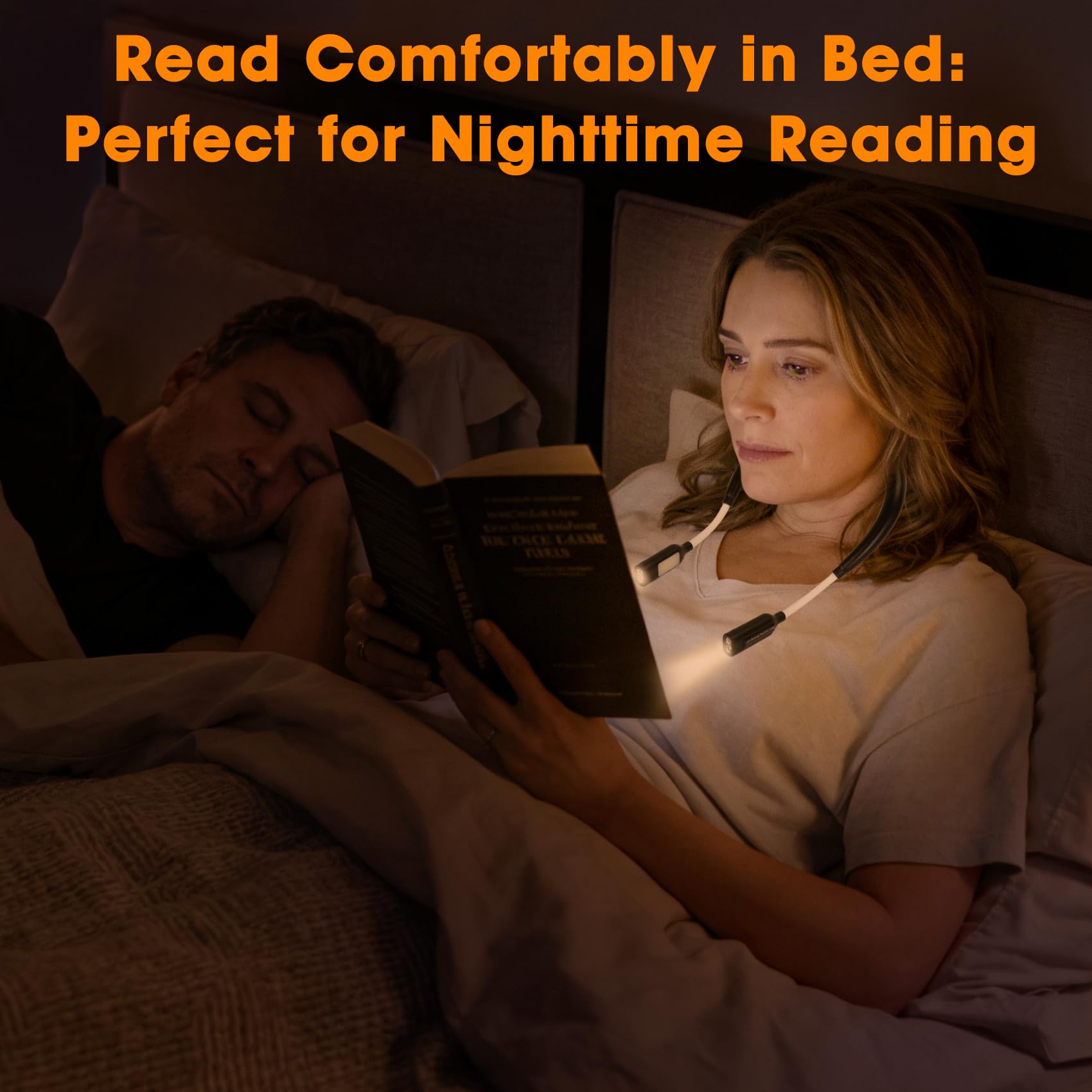 Luce da lettura ricaricabile riscaldata con 4 modalità di luce regolabili, lampada a LED per libri a letto, lettura notturna, comode luci per libri per lettori e artigiani (nero)