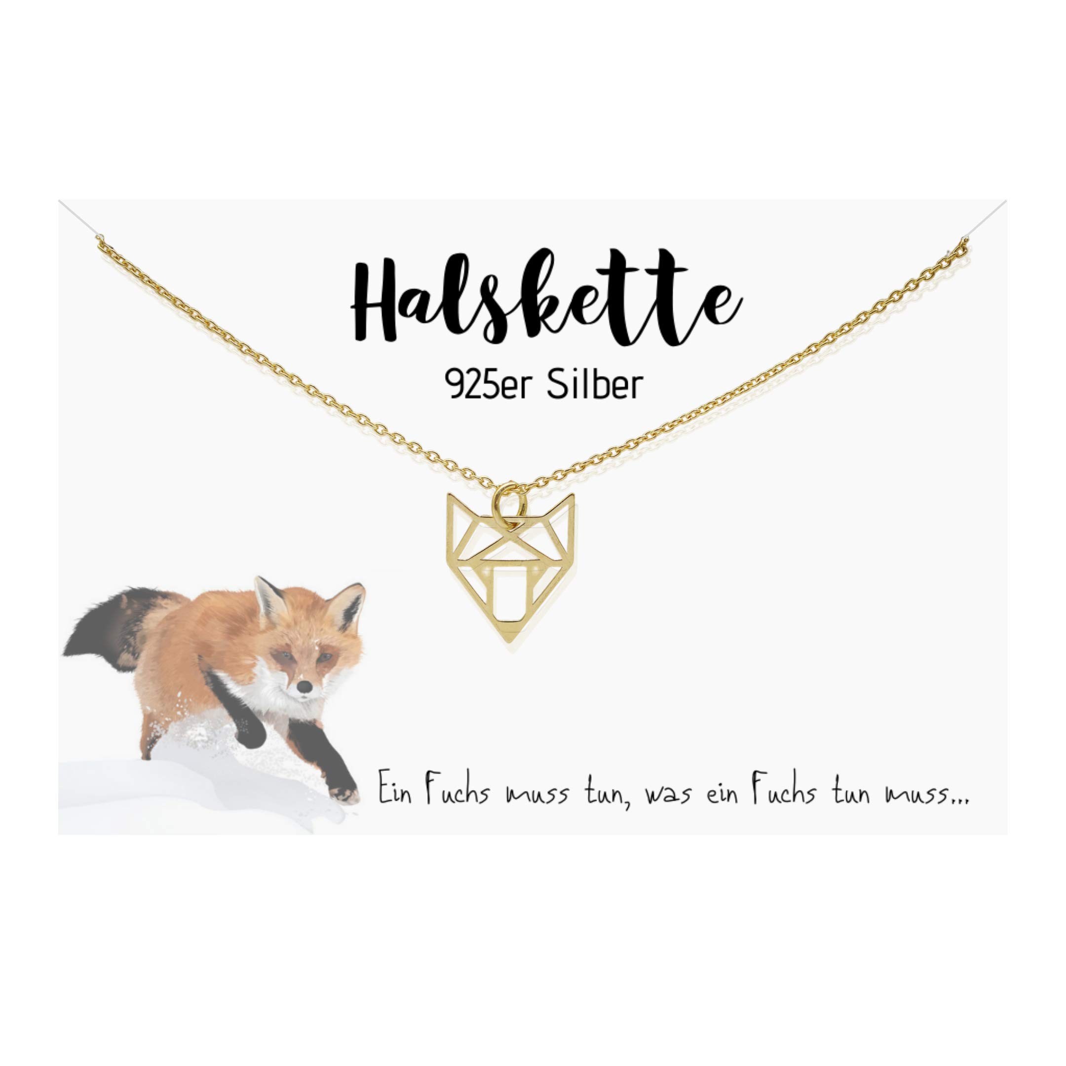Precious Cut Necklace ''Fox'' 925 Silver Gold Fox Love Fox Jewellery Chain Gift