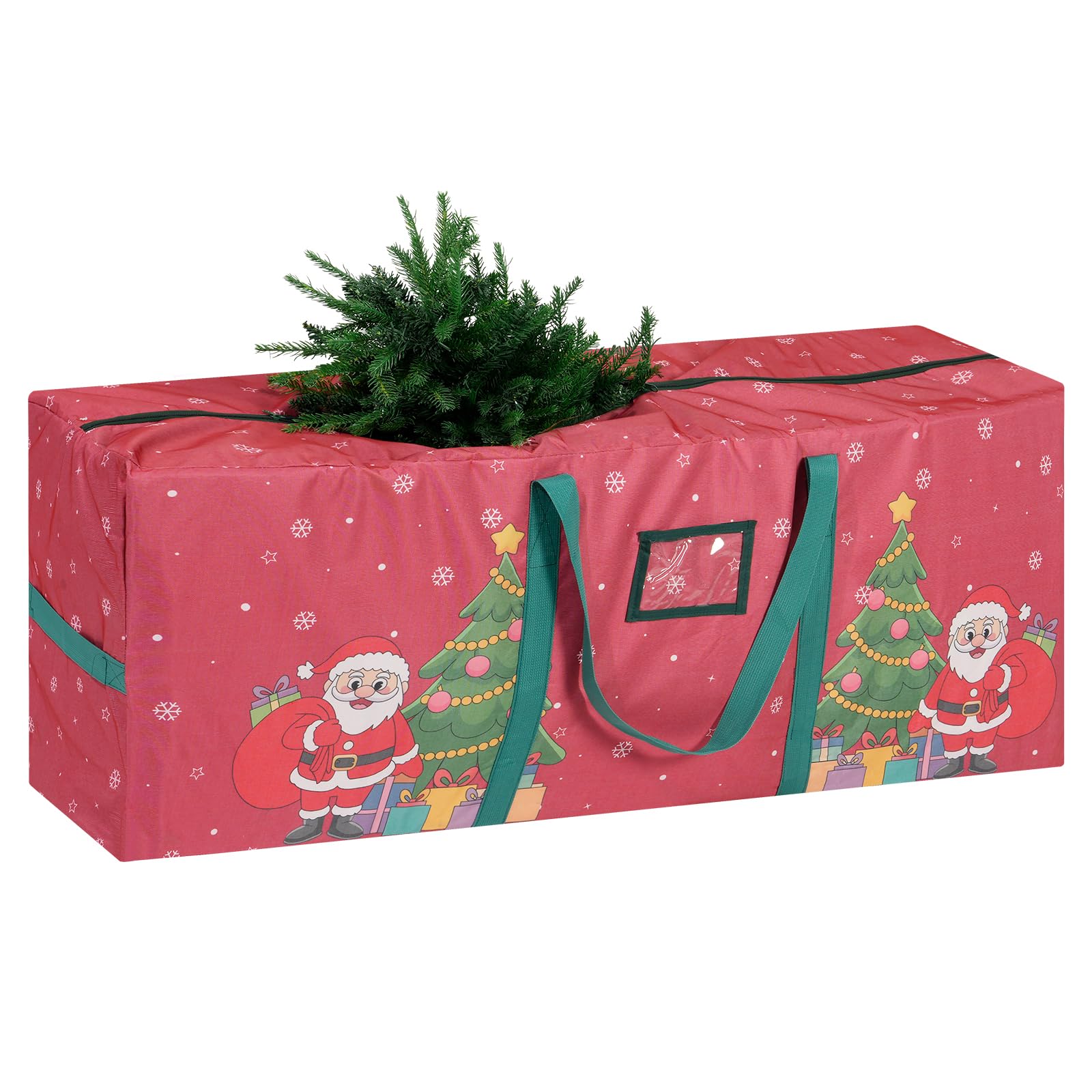 TaoQ C 9 Ft Christmas Tree Storage Bag, Waterproof Heavy Duty Oxford, Large Christmas Tree Bag with Handles and Sleek Zipper for Christmas Wreath Ornaments, Red