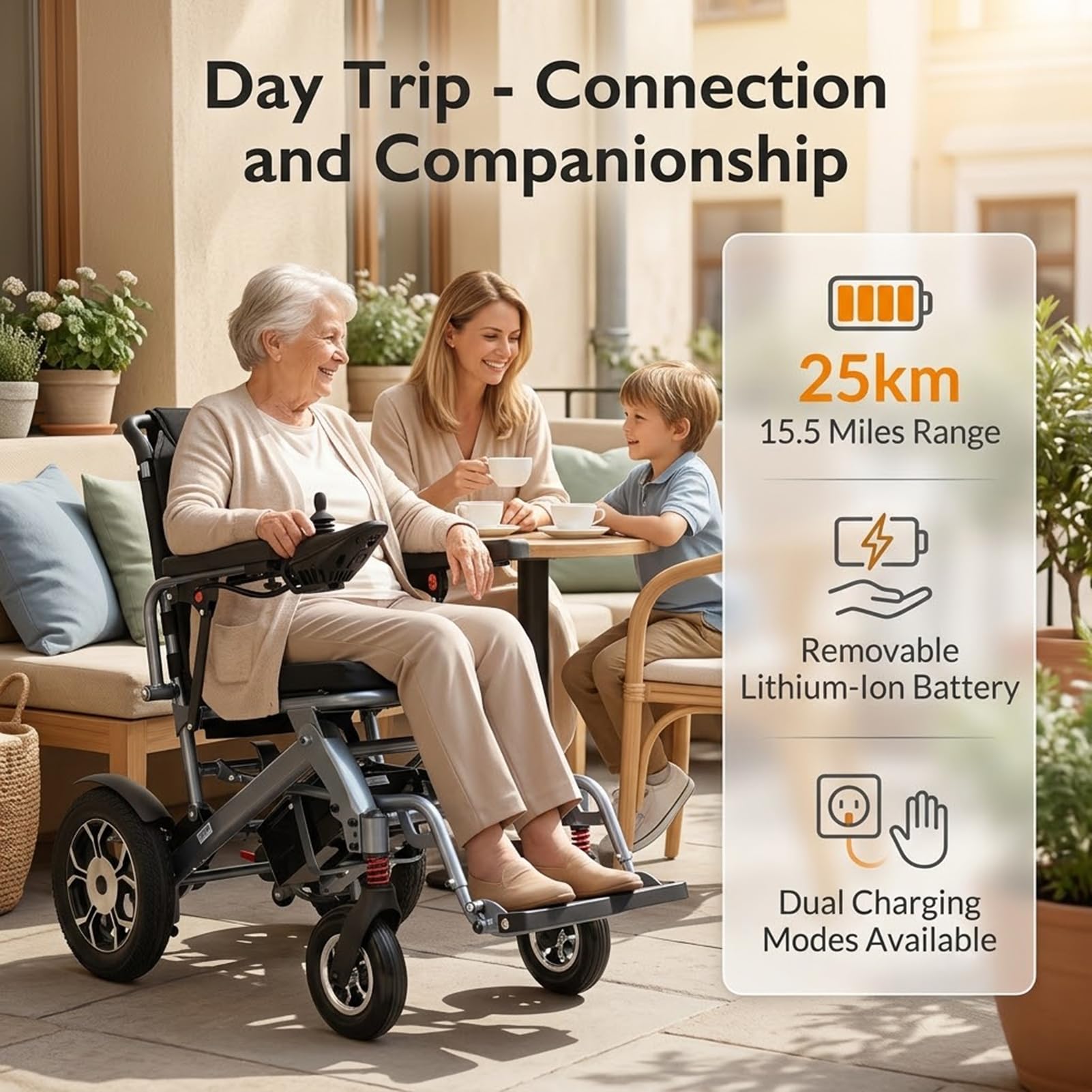 Silla de Ruedas Eléctrica Plegable Aluminio 500W 150kg Compacta | Doble Motor 500W, Plegable y Autoportante, Autonomía 25km, Carga 150kg, Cojín Memory, Freno Electromagnético