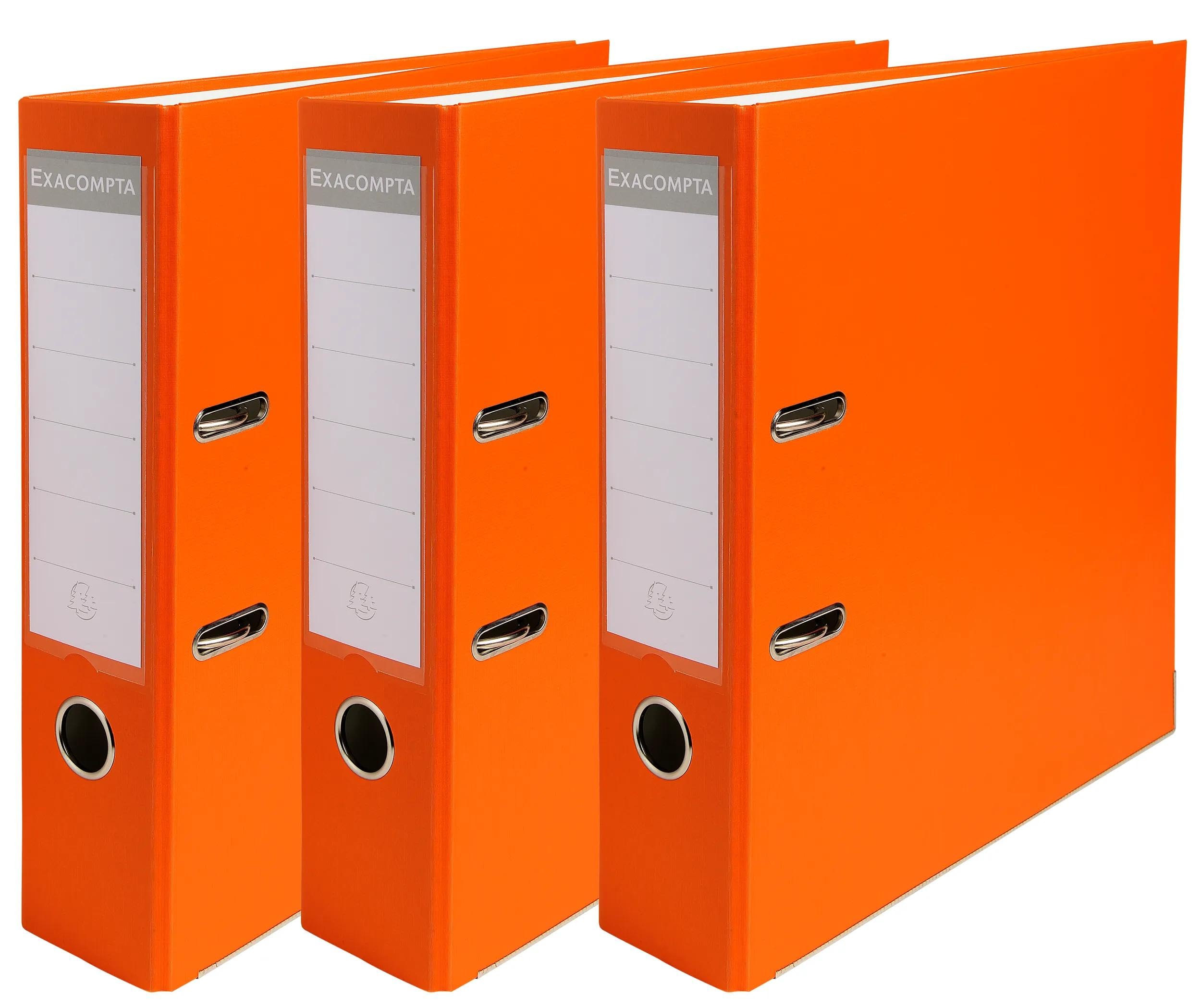 Exacompta - Réf. 918414SE - Carton de 4 lots de 3 classeurs à levier - Dos 75mm - Avec étiquette - A4 - Dimensions 31,8x28,5 cm - Extérieur en polypropylène/intérieur en papier - Orange