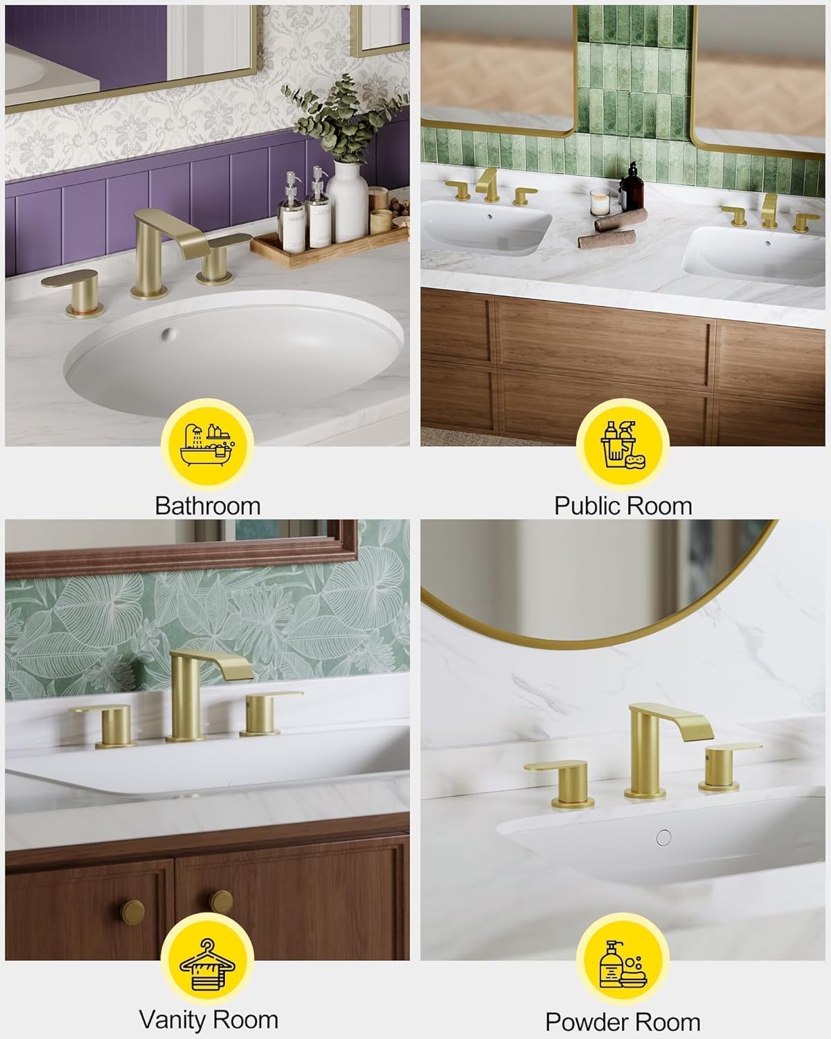 Homevacious Brushed Gold Bathroom Faucet 3 Hole 8 Inch Widespread Waterfall Bathroom Sink Faucets 2 Handles with Pop-up Drain and Supply Lines for Bath Vanity Commercial Lavatory Rv Restroom - Image 7