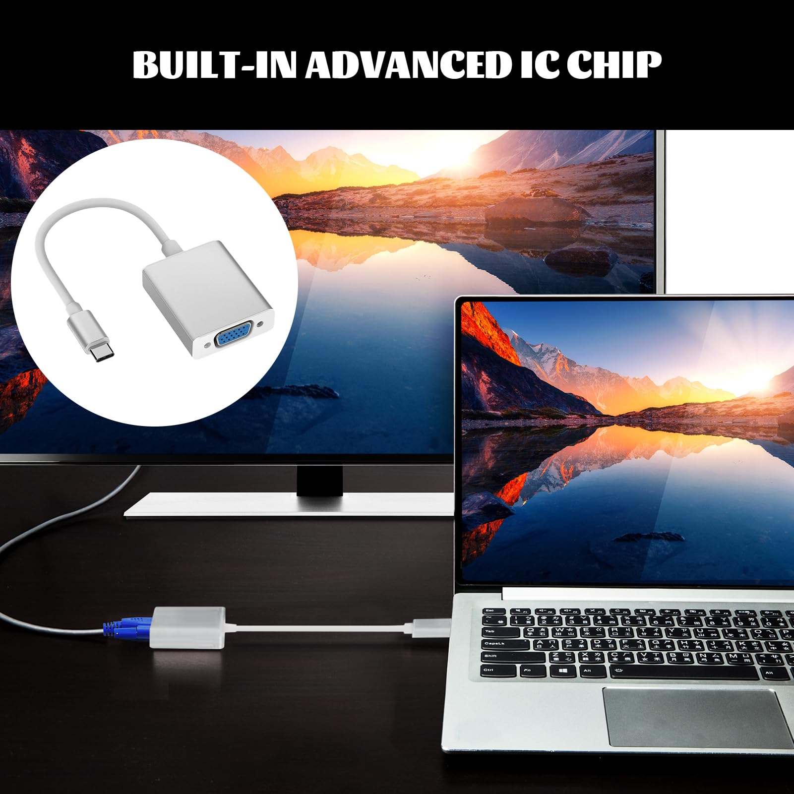 Adaptateur Vga, VGA USB C, USB-C VG A, US B C V GA, US B C vers VG A, US B C to VG A, Type C VG A, Câble V GA U SB C, Adaptateur V GA U SB C, pour MacBook Pro/Air, pour iPhone 15 Plus Pro Max