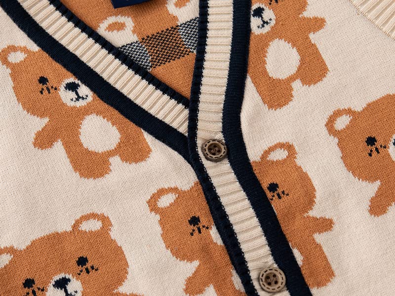 Meufam Unisex Kids Bear Cartoon Button Down Knitted Sweater Vest Soft Uniform Casual V-Neck Sleveeless Waistcoat Vest3