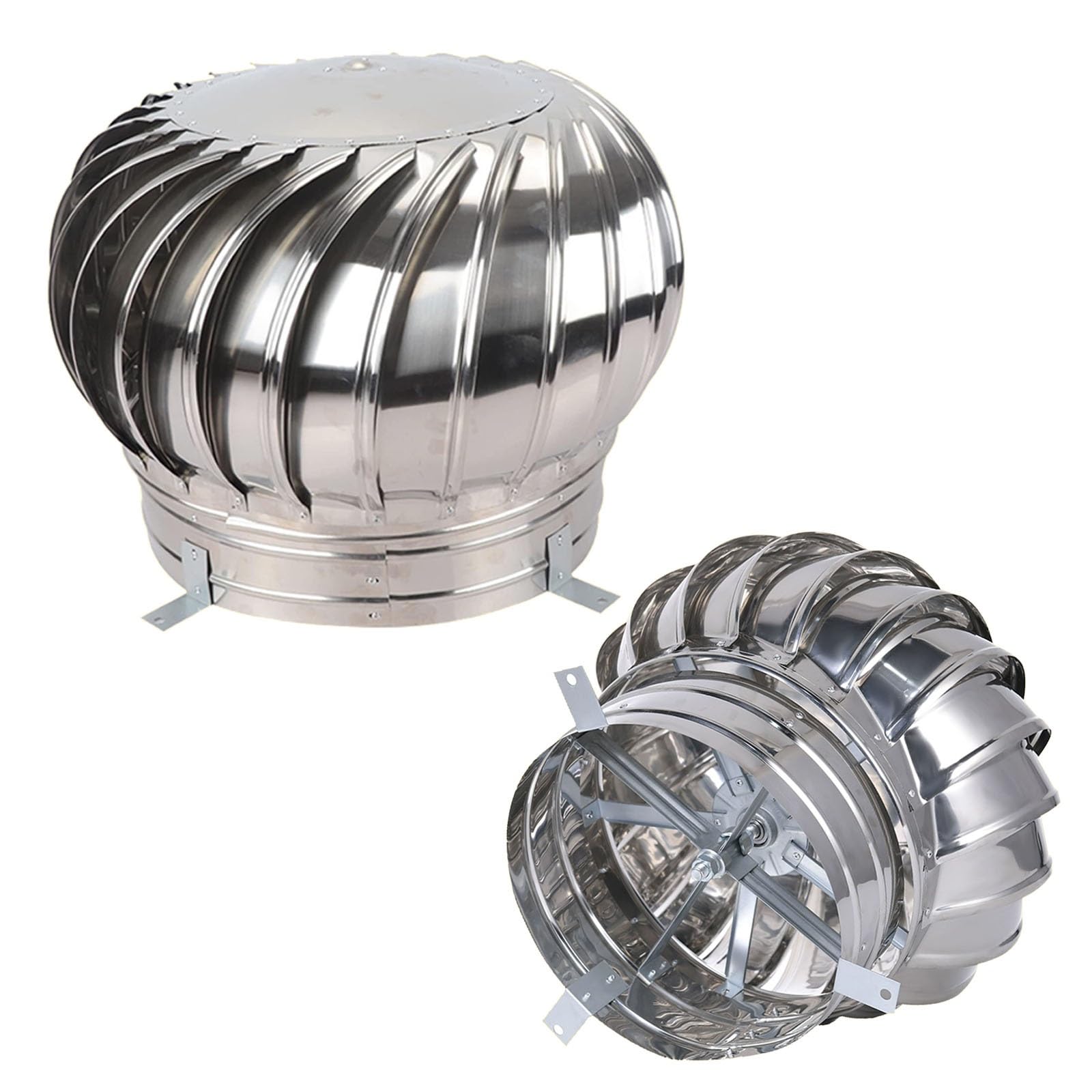PFXNGMS Spinner Chimney Caps for Outside, 201 Stainless Steel Rotating Chimney Cover, Turbine Ventilator Vents Roof Wind Turbines Cap Vent, Chimney Rain Cap Protector Cowl(400 mm-15.8 in)