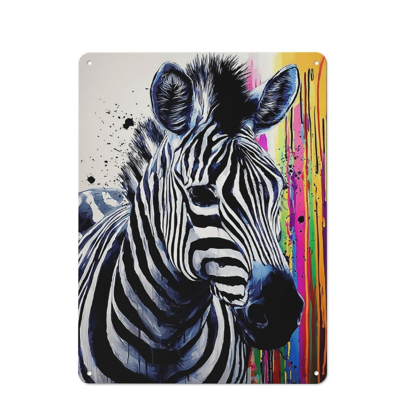 Junmoney Colorful Zebra Abstract Art Metal Sign 40X30cm With For Workshop Wall, Rustic Decor, Wall Decoration For Workshops And Hobby Rooms