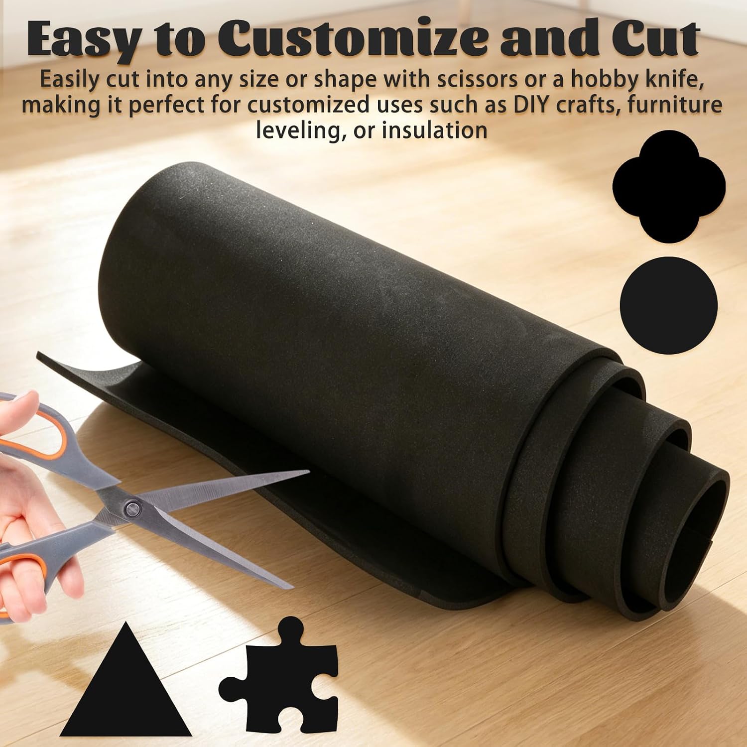 Acrux7 5mm EVA Foam Sheets, 13 x 59 Inch Black EVA Cosplay Foam Roll