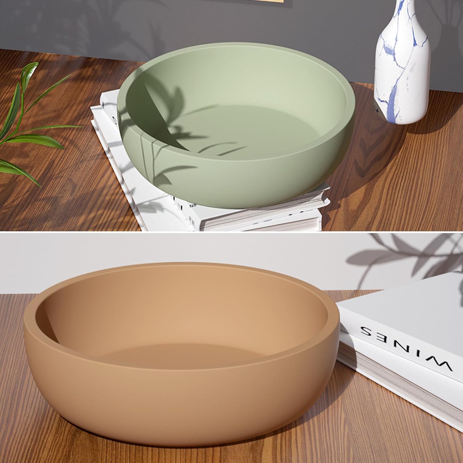 Big Round Bowl Resin Mold 8.2in Large Silicone Container Epoxy Resin Concrete Candle Holder Trinket Box Succulent Plant Pot Bathroom Vanity Tray Storage Craft Making Decoration
