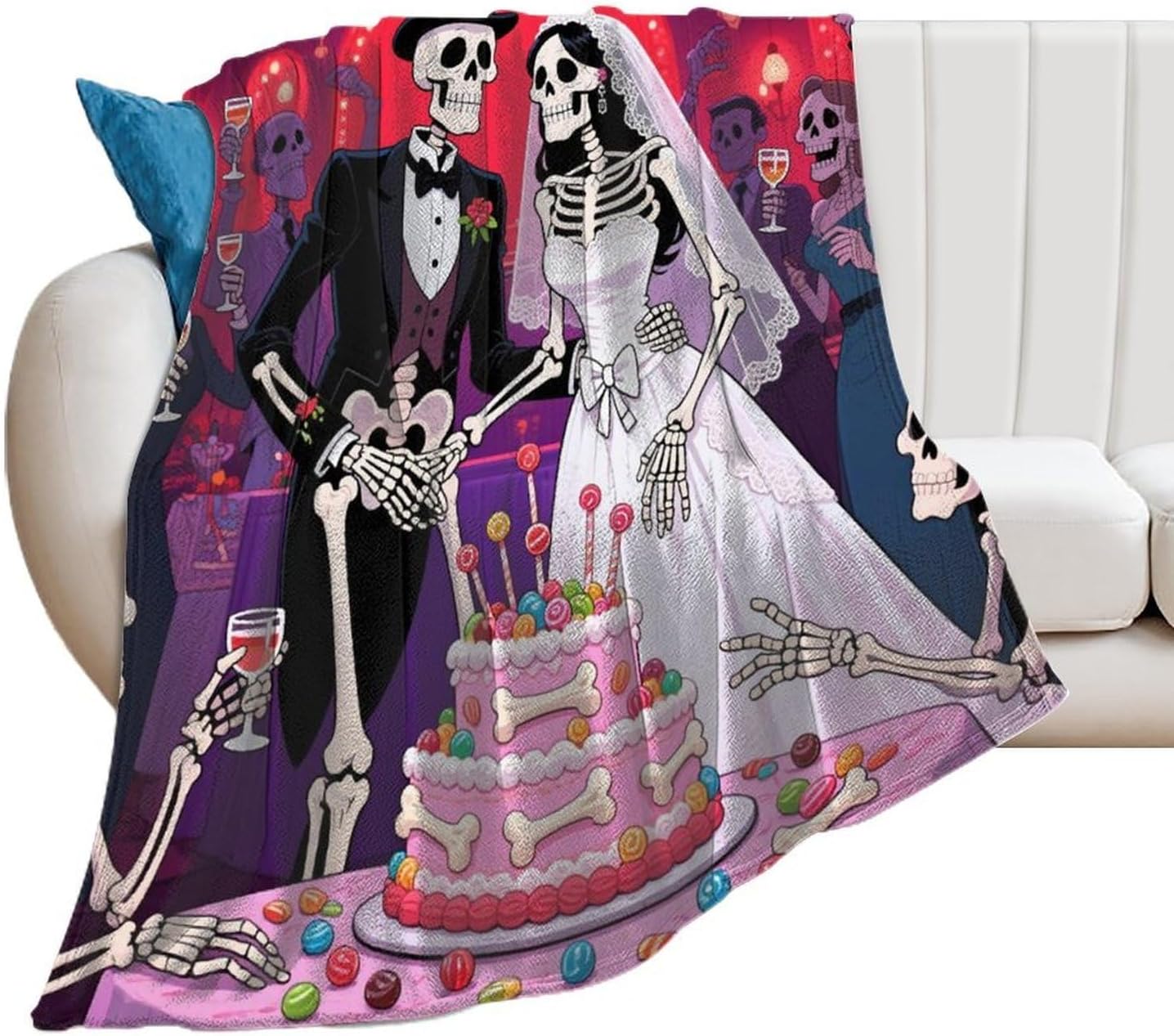 Fleece Throw Blanket Funny Skeleton Plush Throw Blanket for Couch Warm Cozy Fleece Blankets Lightweight Soft Fuzzy Flannel Blankets for Sofa Bed 30"*40"（76 * 100cm）